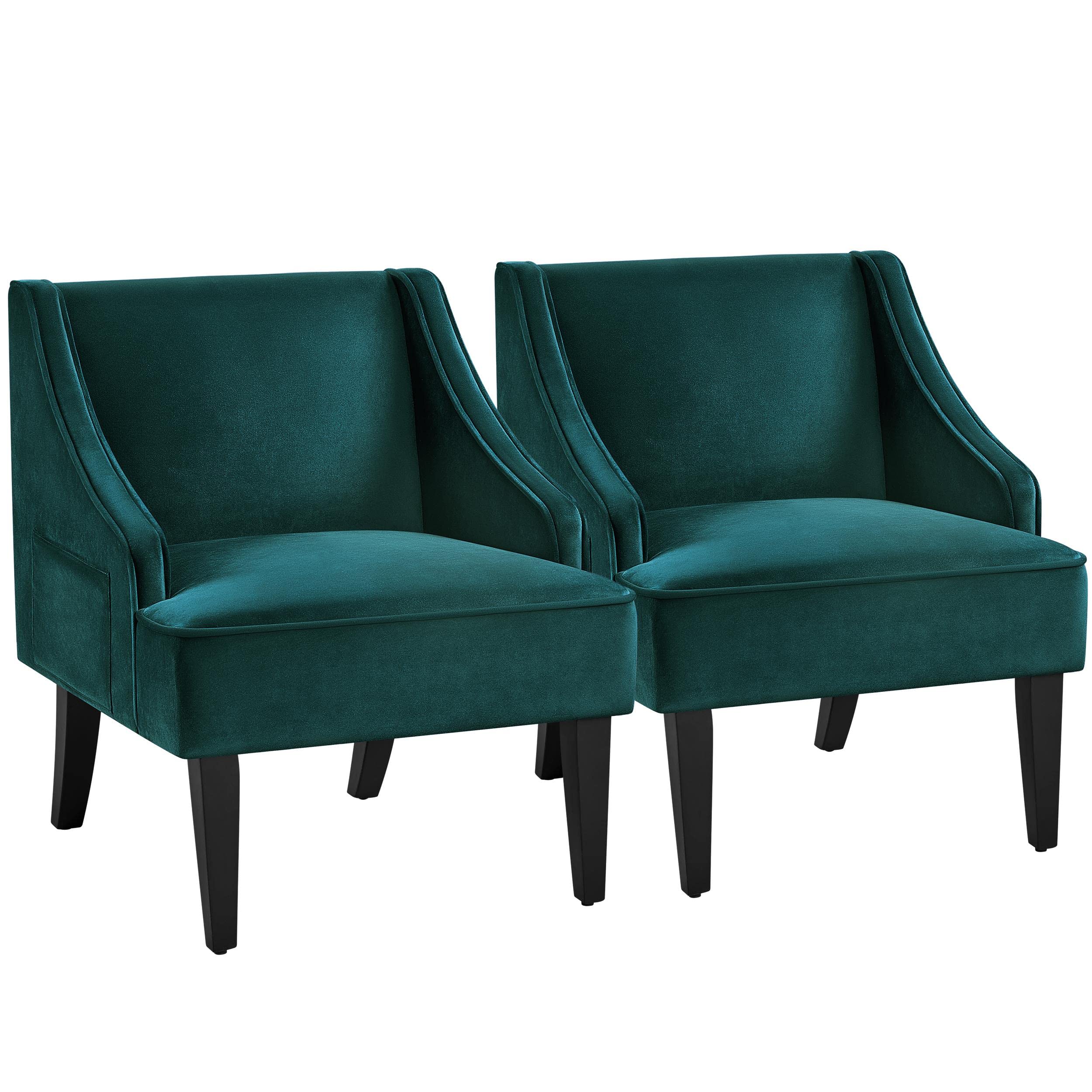 Buy Yaheetech Set of 2 MidCentury Modern Chair Velvet Fabric Accent