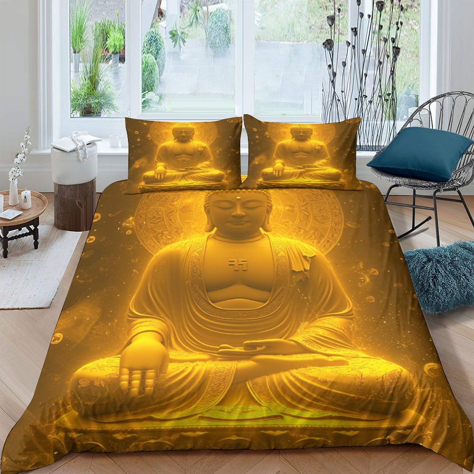 Housse de couette motif Bouddha artistique en microfibre premium de qualité supérieure 220x240