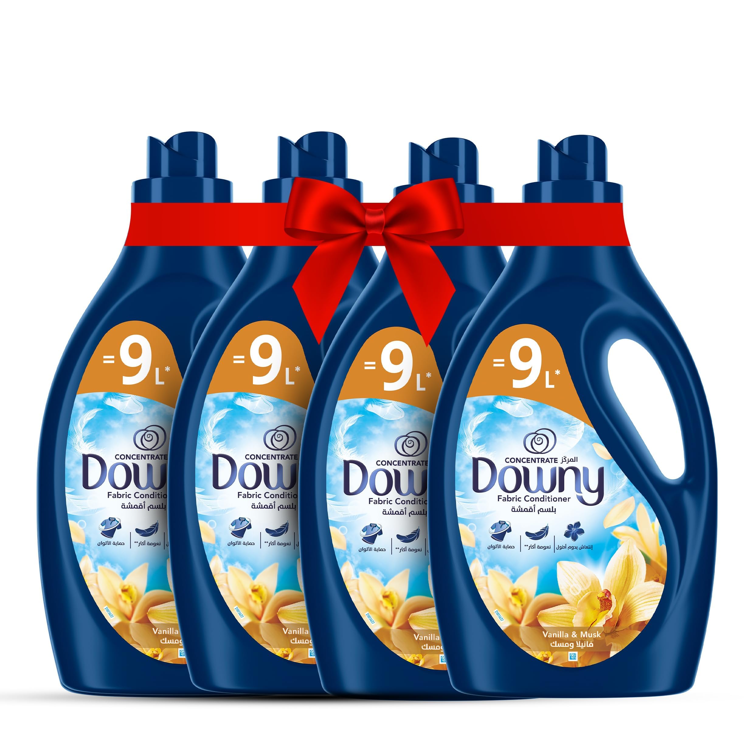 Downy Vanilla & Musk 3L, Fabric Softener, All-in-One Concentrate Pack of 4