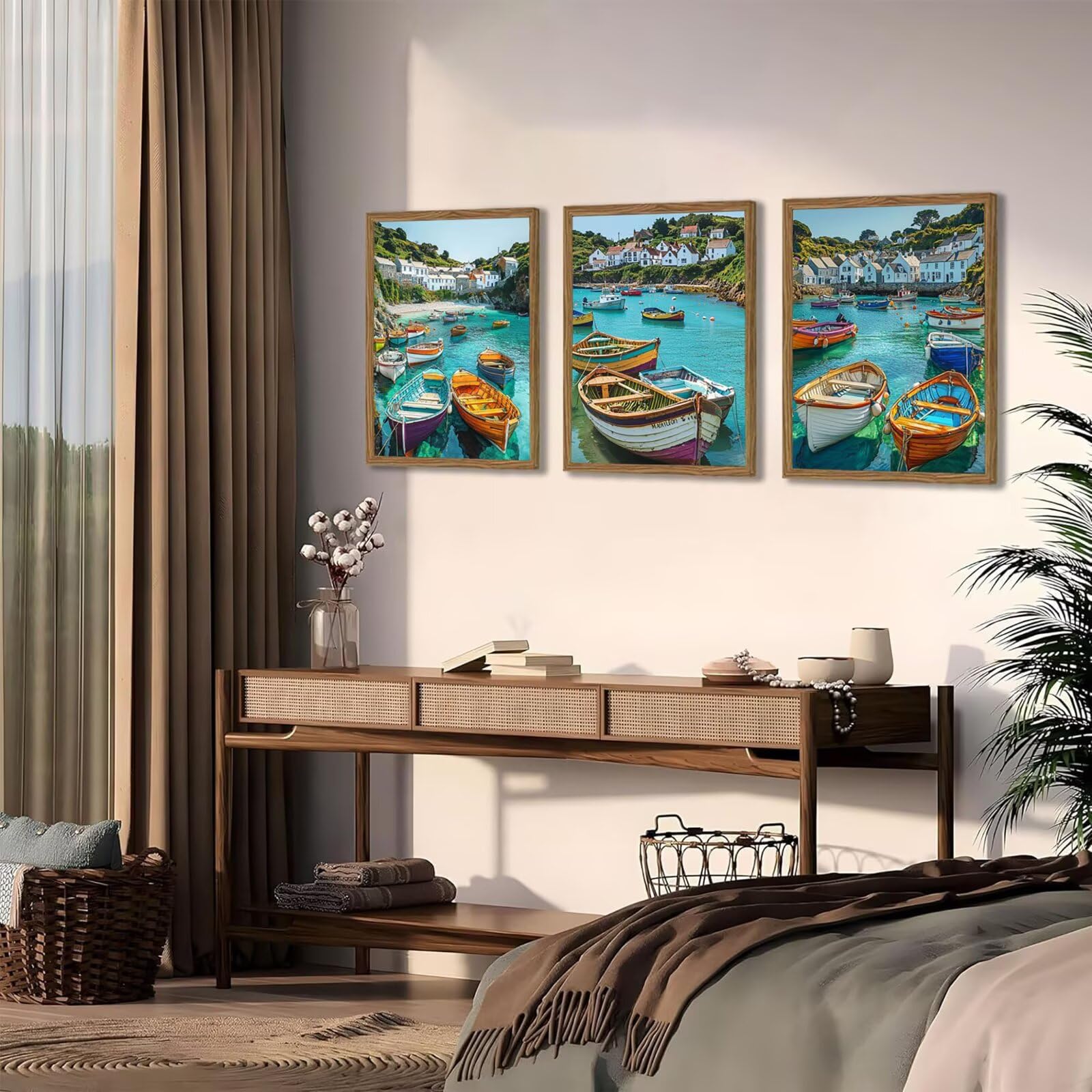 Cnyaunfi 3 Pezzi Oceano Pittura Diamante Fai-Da-Te 5D Blu Diamond Painting Kit Completo per, Hobby Creativi Adulti, Pittura Diamante Artigianale Per La Decorazione Della Parete Di Casa 60x80cm YF-3089