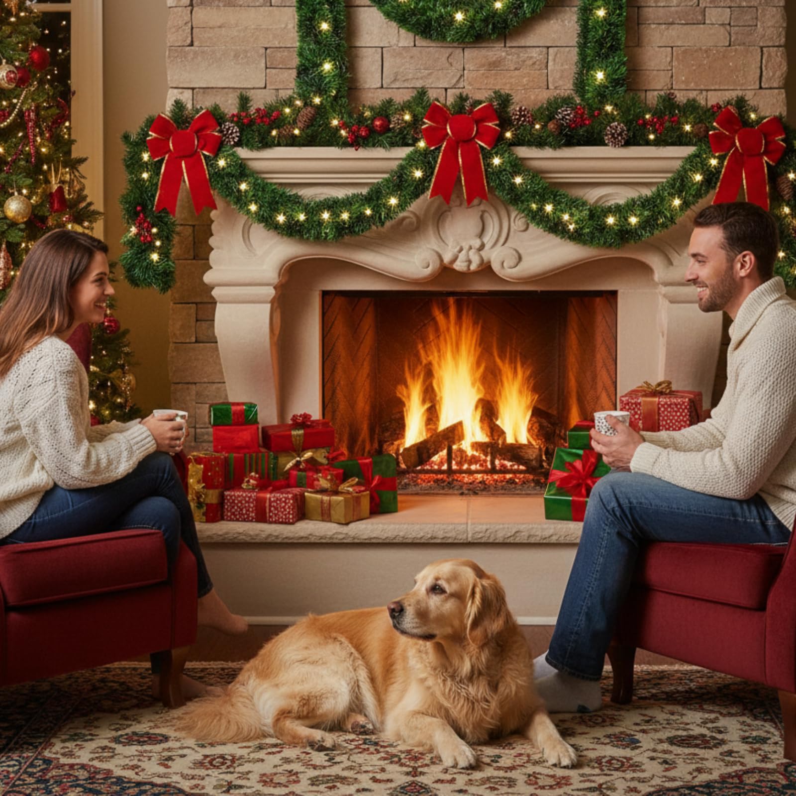 Ceenna Lot de 4 guirlandes de Noël de 10 m de long avec 100 lumières LED de 10 m pour sapin de Noël, décoration de chambre, mariage, anniversaire, fournitures de fête (vert foncé)