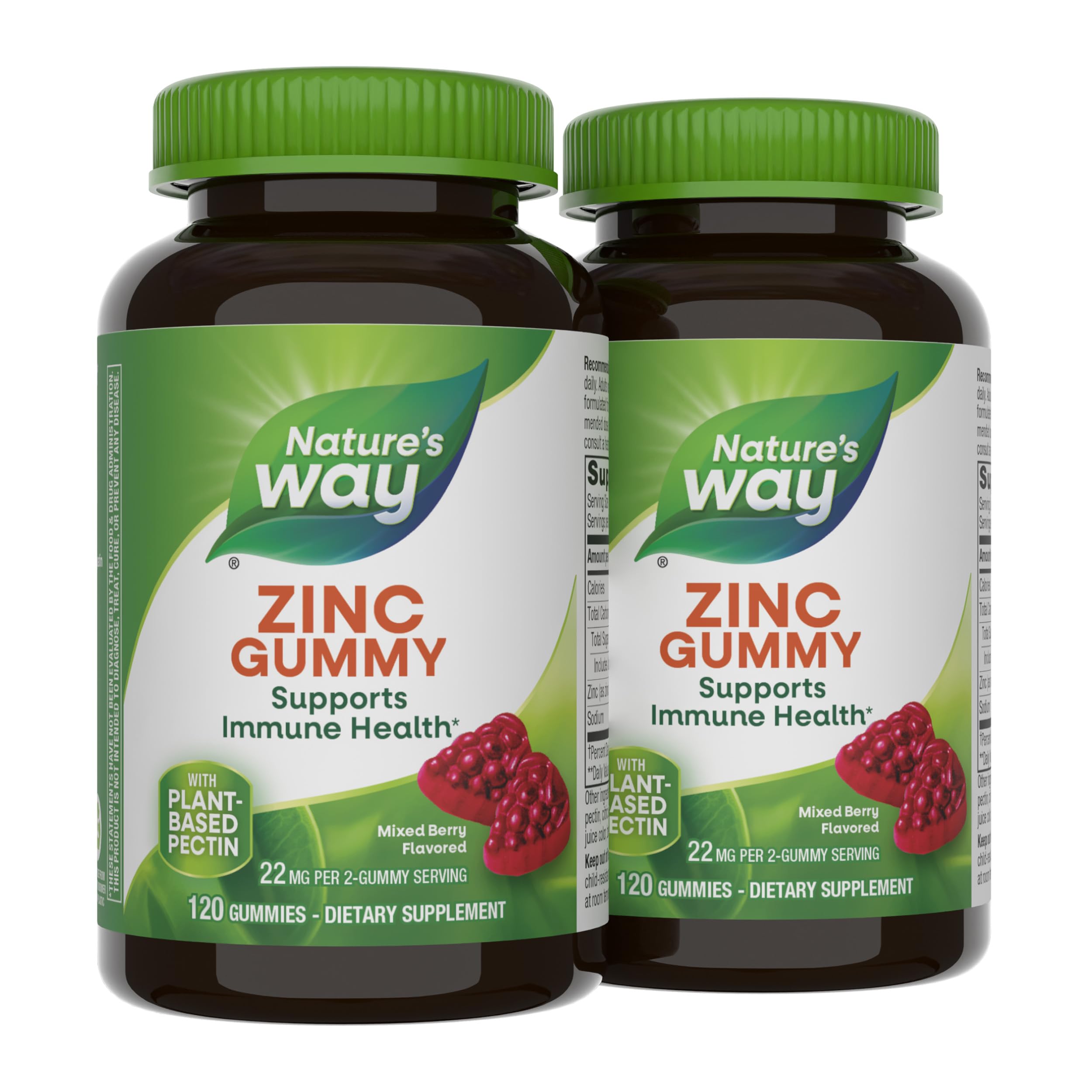 Nature's Way Zinc Gummies, 100% Daily Value of Zinc per Serving, 120 ct x2 120 Count (Pack of 2)