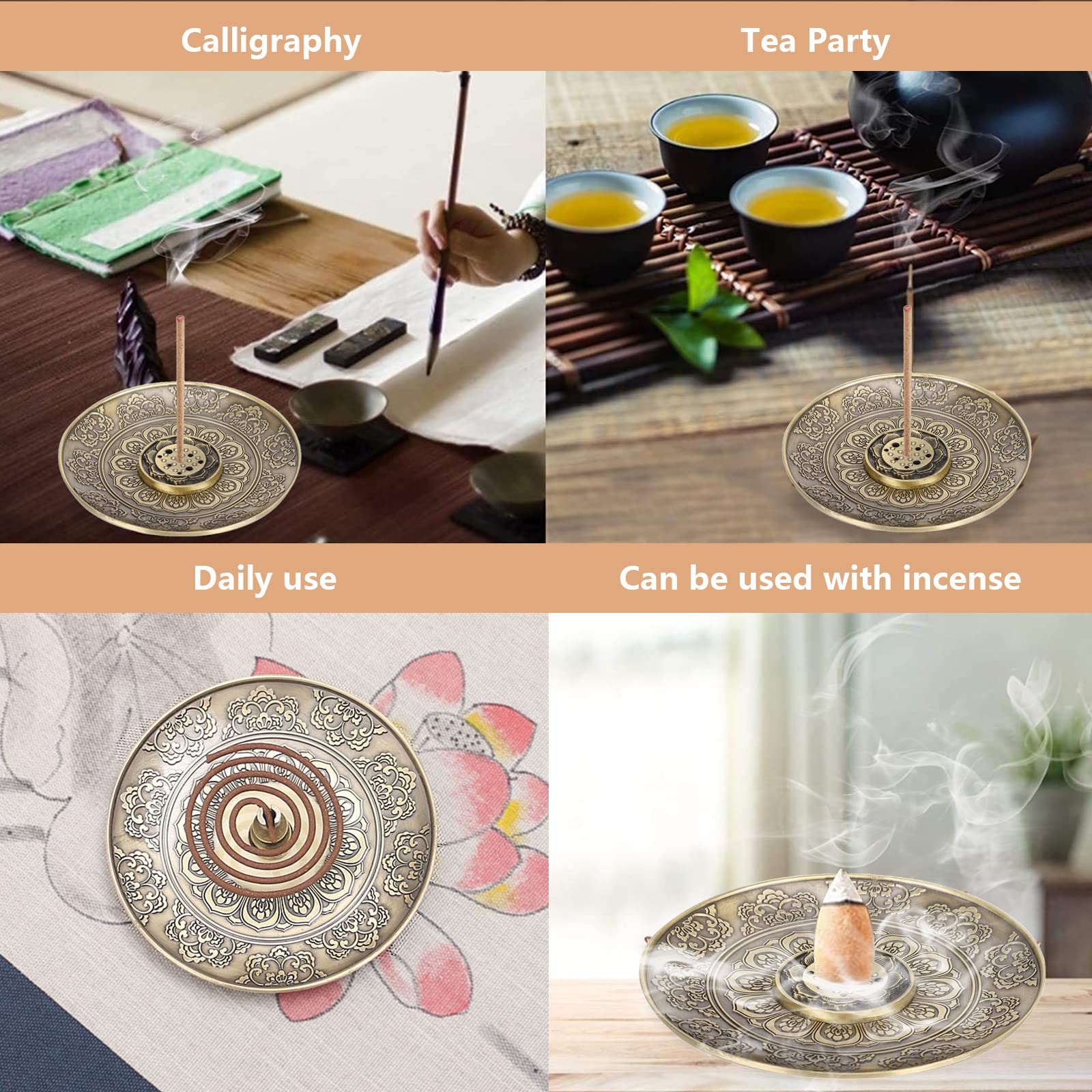 LEZED Brucia Incenso Loto Cono 2 Pezzi, Tibetano Bruciatore Vintage Mini Porta in Ottone per Sala Yoga, Meditazione e Soggiorno da Tè Decorazione