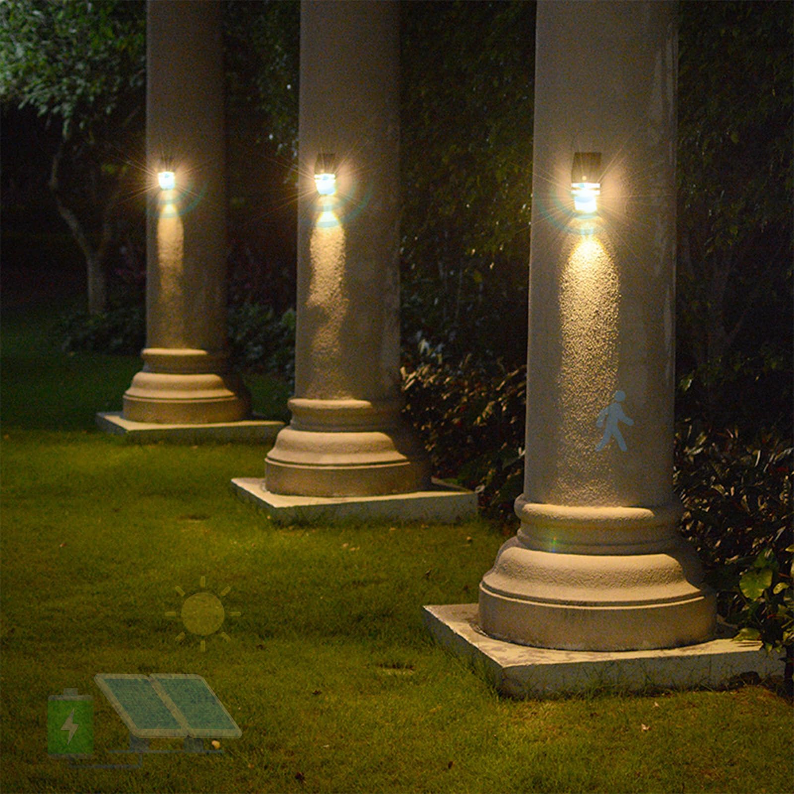 Lampada da Parete a LED Solare, alimentata a Batteria, con sensore di Movimento, Impermeabile IP65, Illuminazione Esterna dal Design Moderno per Cortile, vialetto e Giardino.