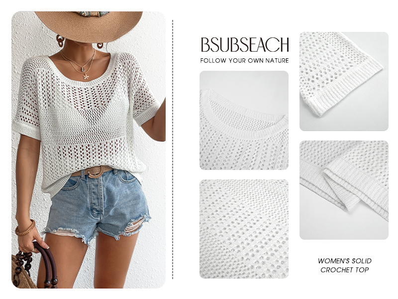 Femmes Robe De Plage Manches Évasées Maillot De Bain Sexy Tricot Ajouré