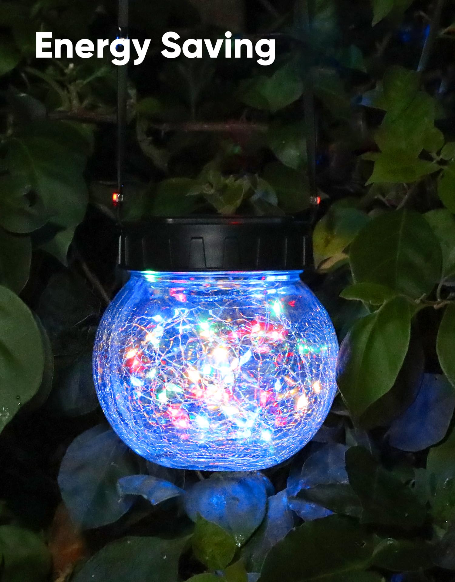 PARTPHONER Luces solares impermeables para exteriores, paquete de 12, farol colgante de vidrio agrietado para decoración de patio, decoración de Navidad, gancho de pastor, adornos de árbol de jardín