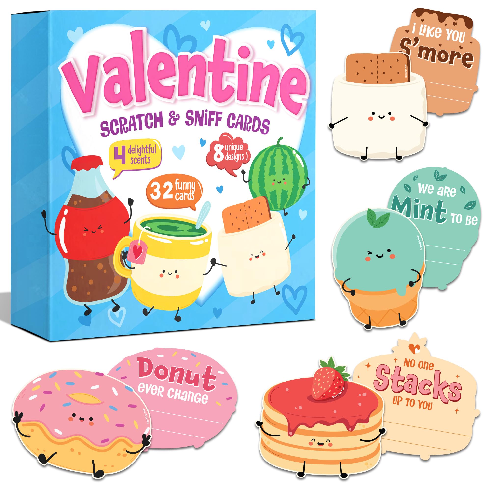 Valentines Day Cards for Kids School - Valentines Cards for Kid Classroom - Scratch and Sniff Valentines Gift for Kids Classroom - Kids Valentines Day