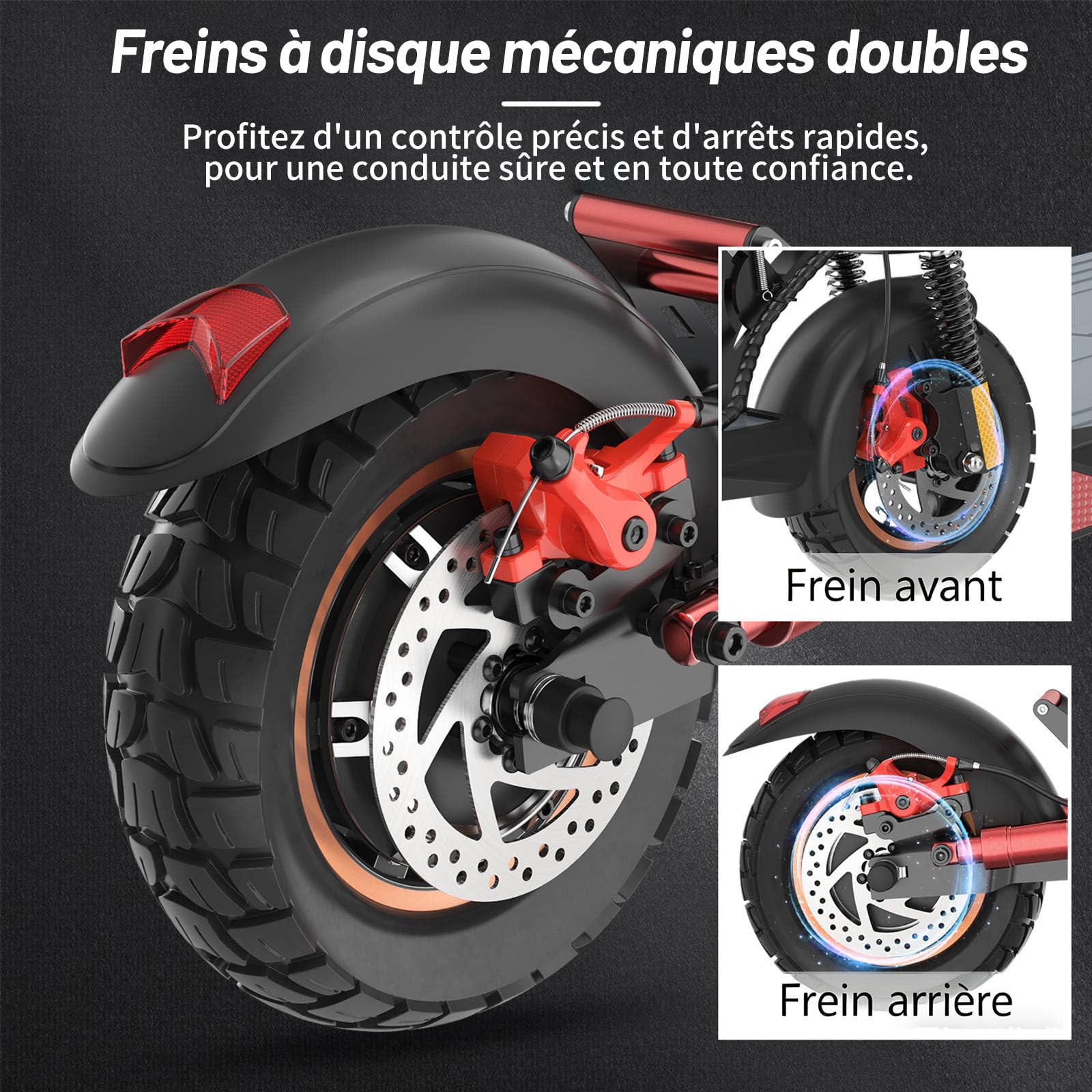800W Trottinette Électrique Adulte - 10" Tout Terrain Trotinette Electrique Pliable Autonomie 30-40KM,Batterie 48V 12.5Ah Escooter Double Suspension Double Frein Scooter Charge 120kg