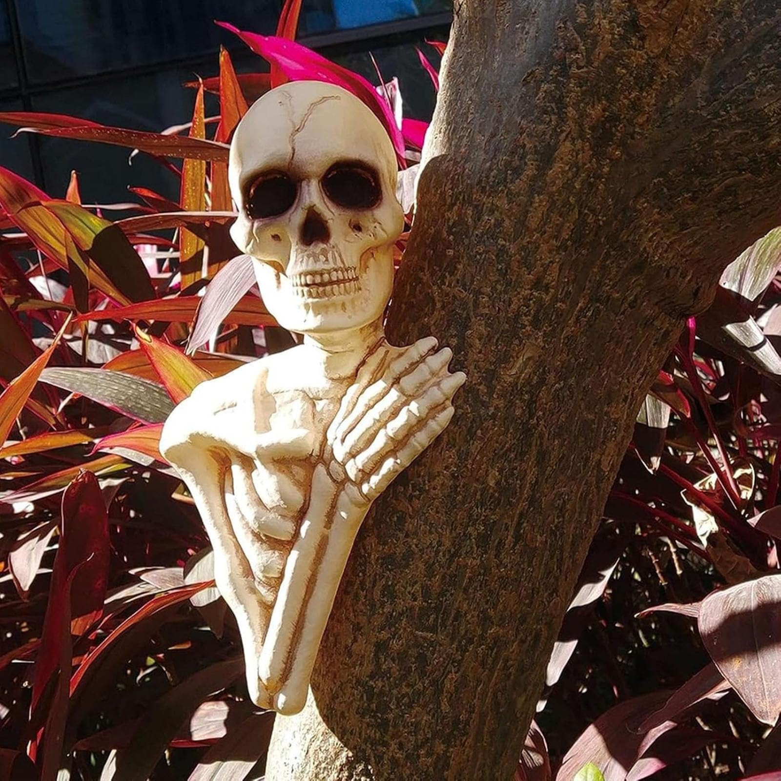 Generisch 25 cm/35 cm, decoraciones de Halloween, esqueleto al aire libre, árbol abrazado, bonito esqueleto ornamentos atmósfera (blanco, 38 x 15 x 15 cm)