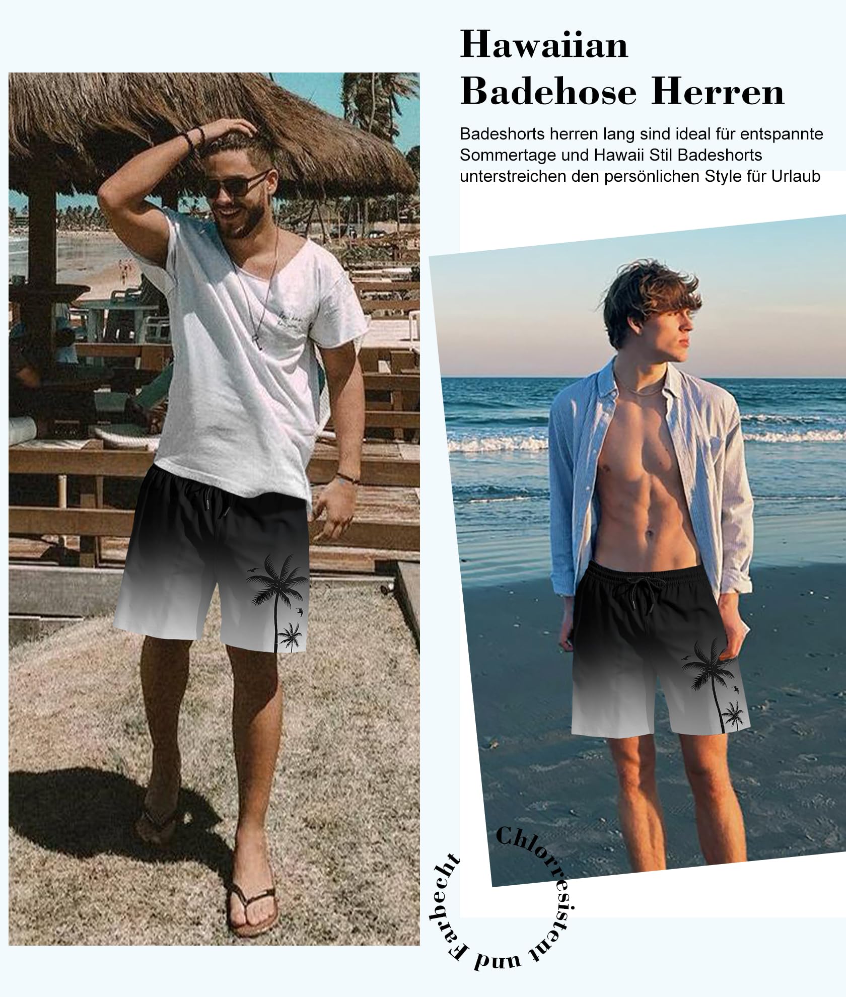Badehose Herren Lang Badeshorts Männer mit Innenhose Schwimmhosen Knielang Strandshorts Jungen Bademode für Herren Surfen Schnelltrocknend S-3XL