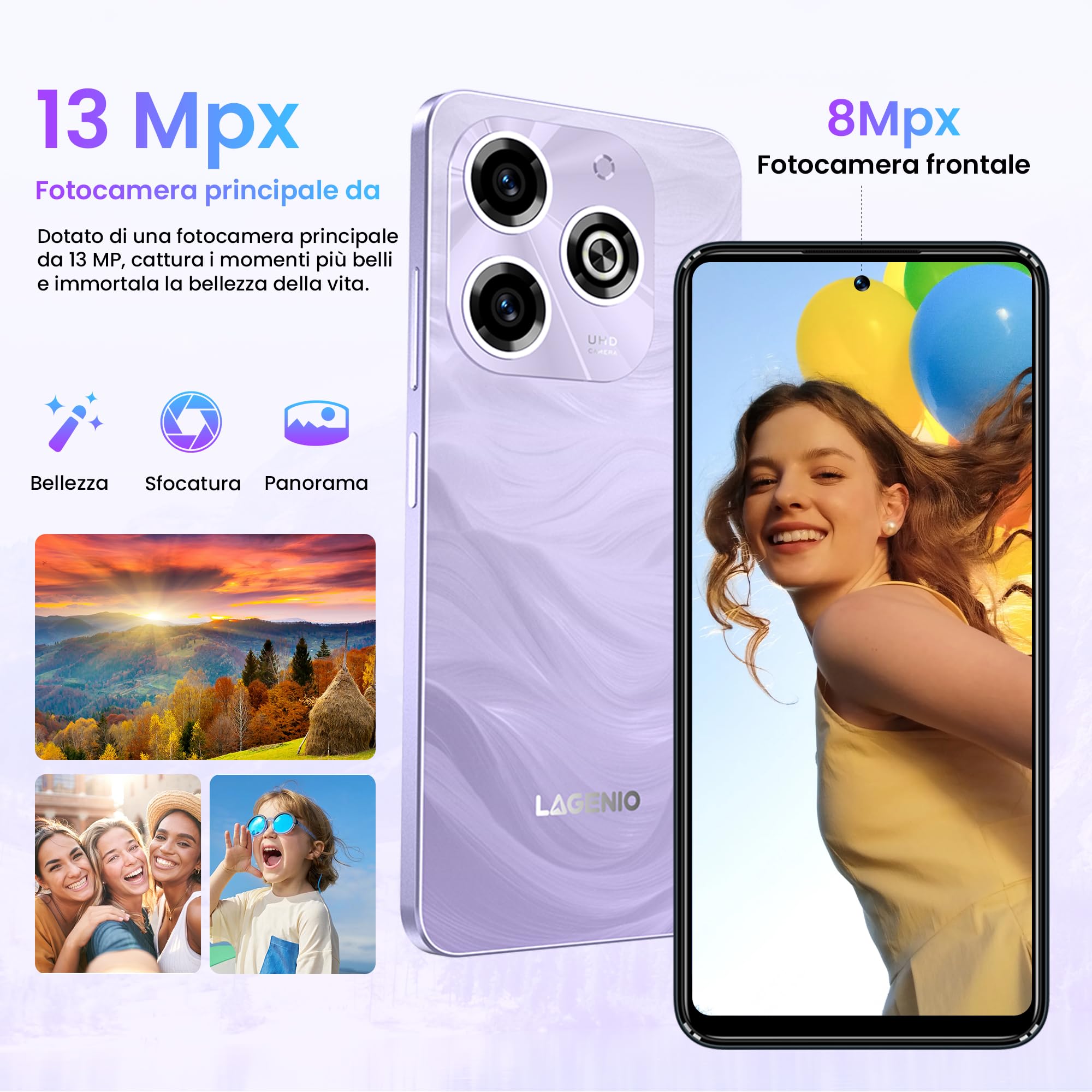 A11 Smartphone Android 15, 12GB RAM+128GB ROM/TF 1TB, 6.7'' HD+120Hz, Octa-Core Unisoc T7250 Telefono Cellulare, 5150mAh/13MP+8MP/Fingerprint/Face ID/4G Dual SIM/Widevine L1/OTG