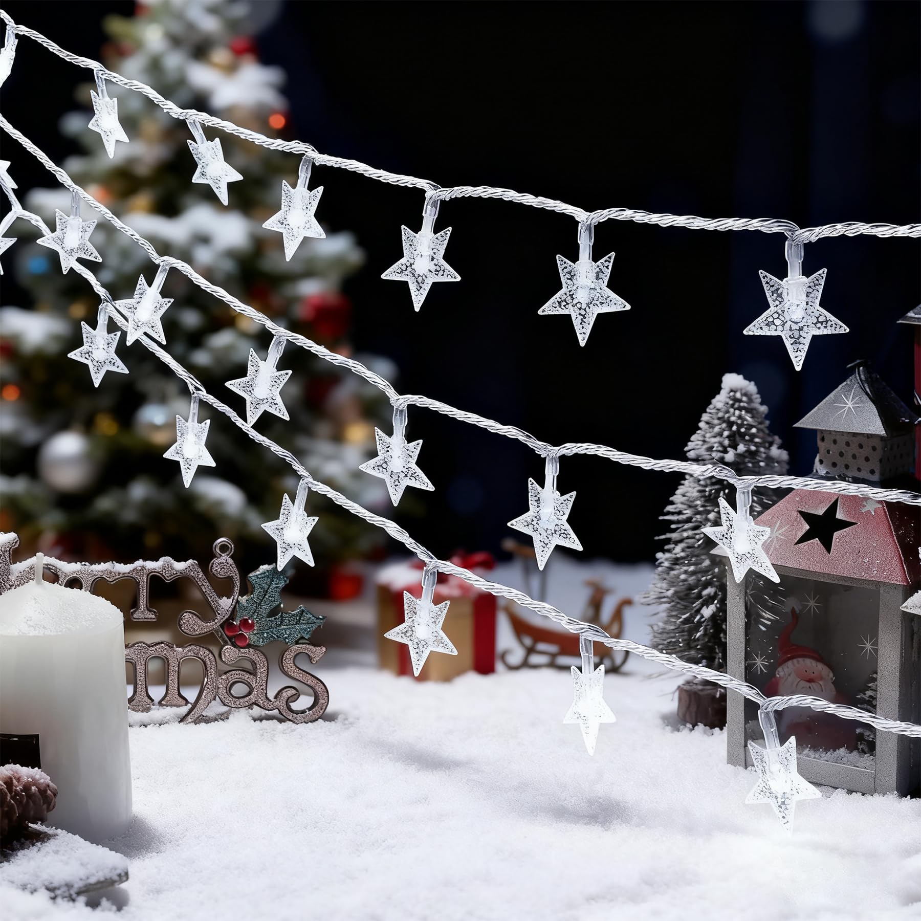 YeahBoom Star Fairy Lights, 1.5M 10LED Fairy Lights Star Christmas, Battery Operated, Fairy Lights Children's Room, LED Decorative Fairy Lights for Bedroom Party Garden Wedding Window Indoor and