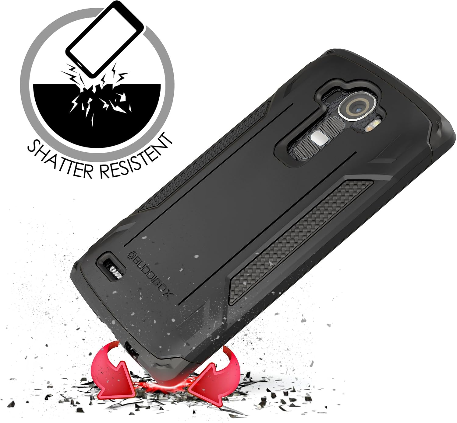 BUDDIBOX LG G4 Case, [Corner Series] Slim Fit Dual Layer Soft Cushion Drop Protection Heavy Duty Case for LG G4, (Black)