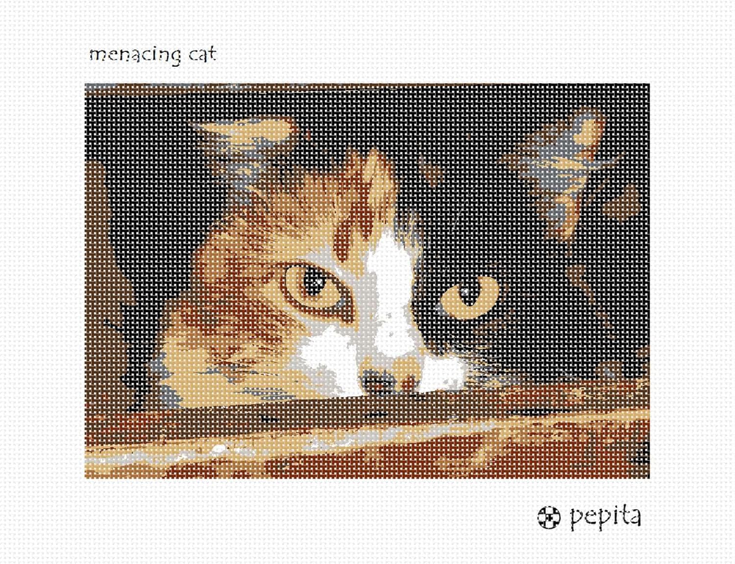 Pepita Needlepoint Canvas: Menacing Cat, 10" x 7"