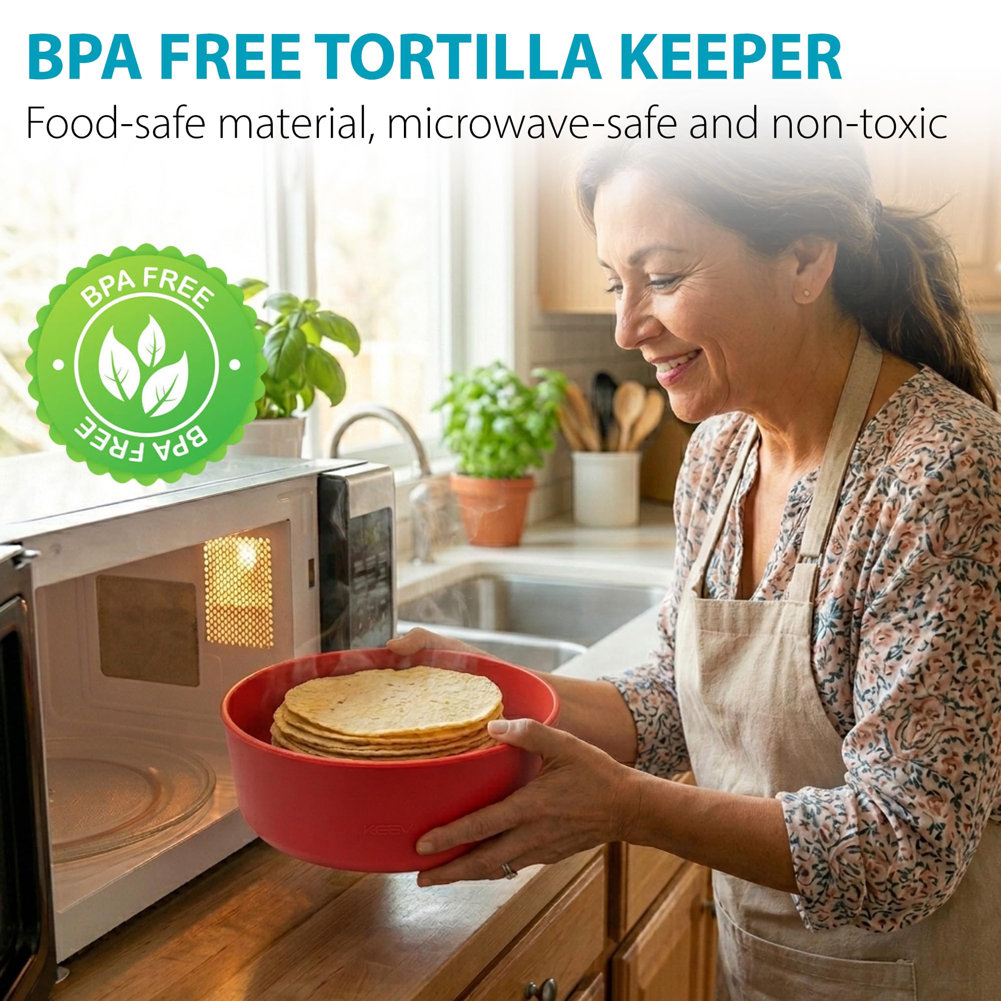 Tortilla-Heizbehälter mit Deckel (21,5 cm (8,5 Zoll), Mikrowellen- und Geschirrspülersicher, Tortilla-Halter, Servierbox für Tortilla, Mehl, Taco, Chapati, Fladenbrot