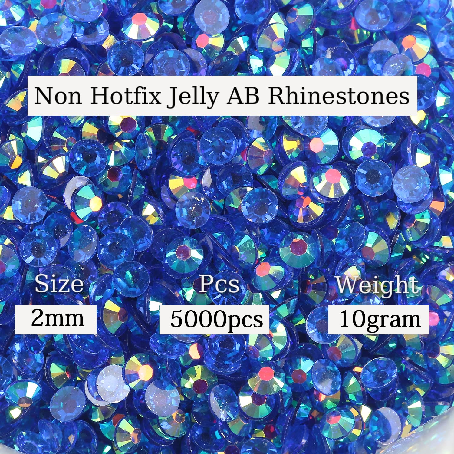 5000pcs 2mm 10gram Jelly Rhinestone AB Color Non Zambia