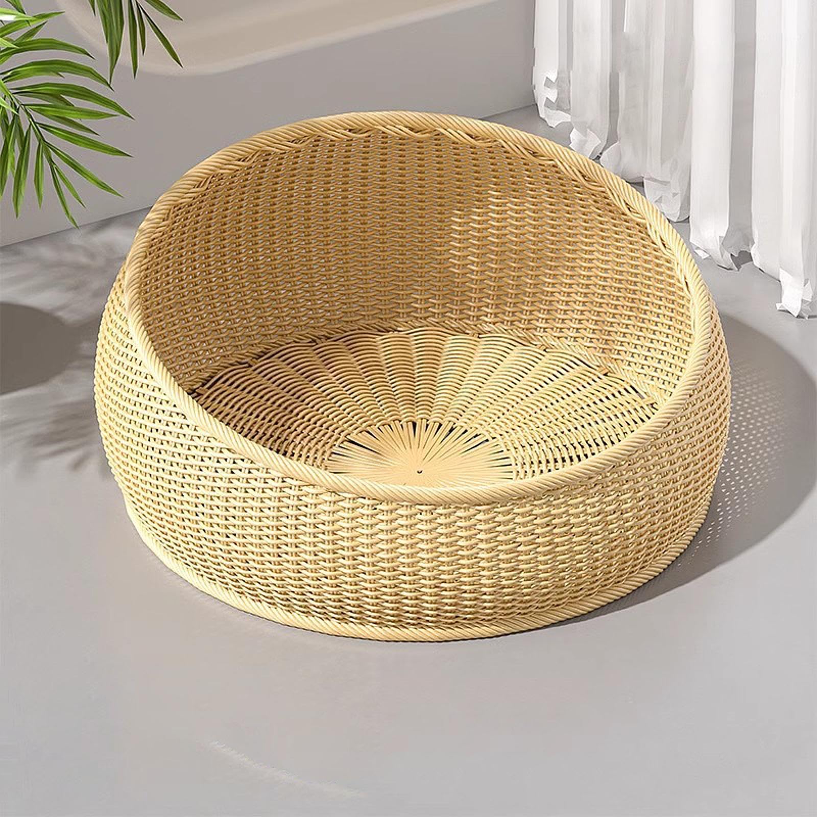 Cuccia per Gatti Fatta a Mano, Accessori per Animali Domestici, Protezione per mobili, AntiGraffio, Rotonda, 50 cm, Leggera, Nido per Gatti per Il, Beige