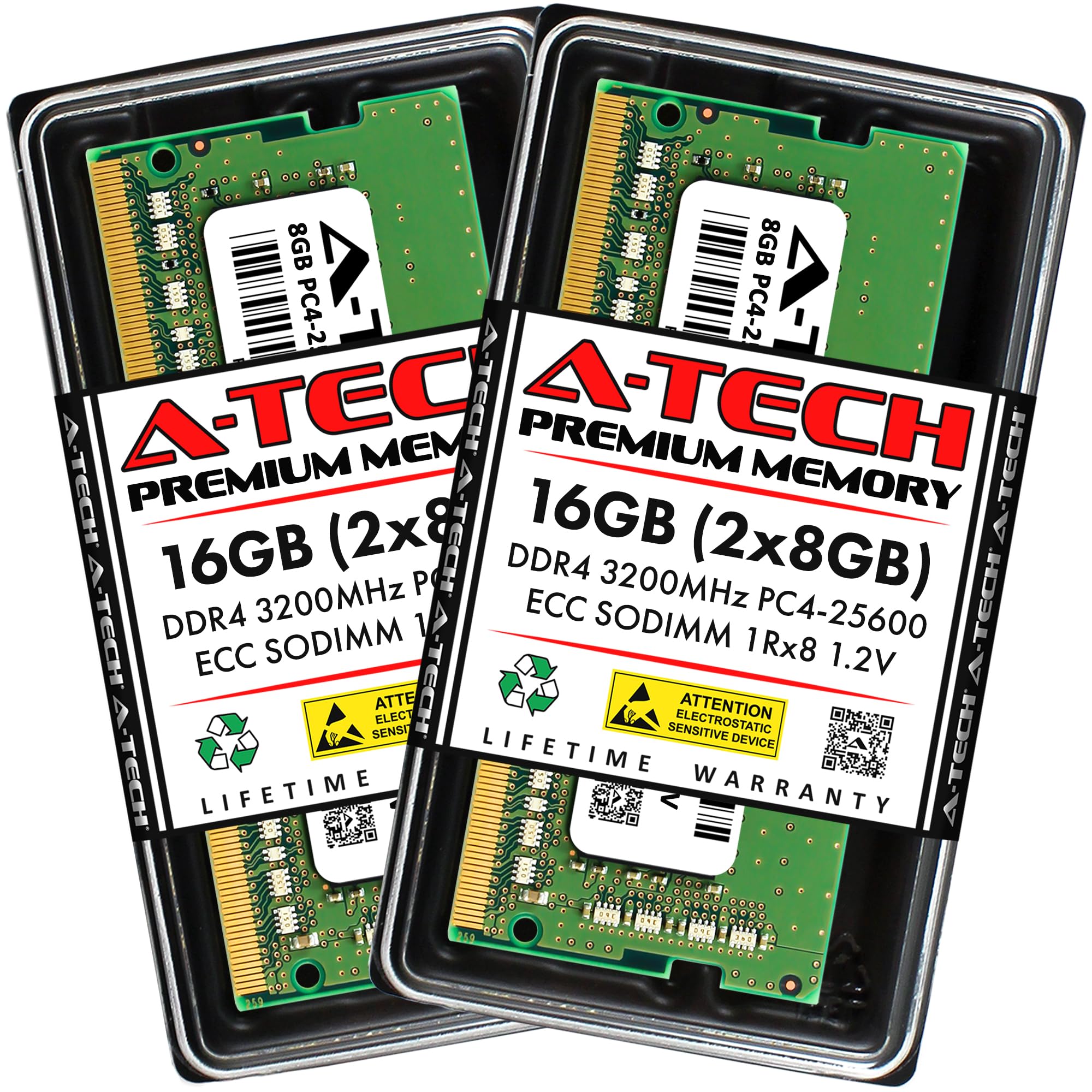 A-Tech 16GB Kit (2x8GB) DDR4 3200MHz PC4-25600 ECC SODIMM 1Rx8