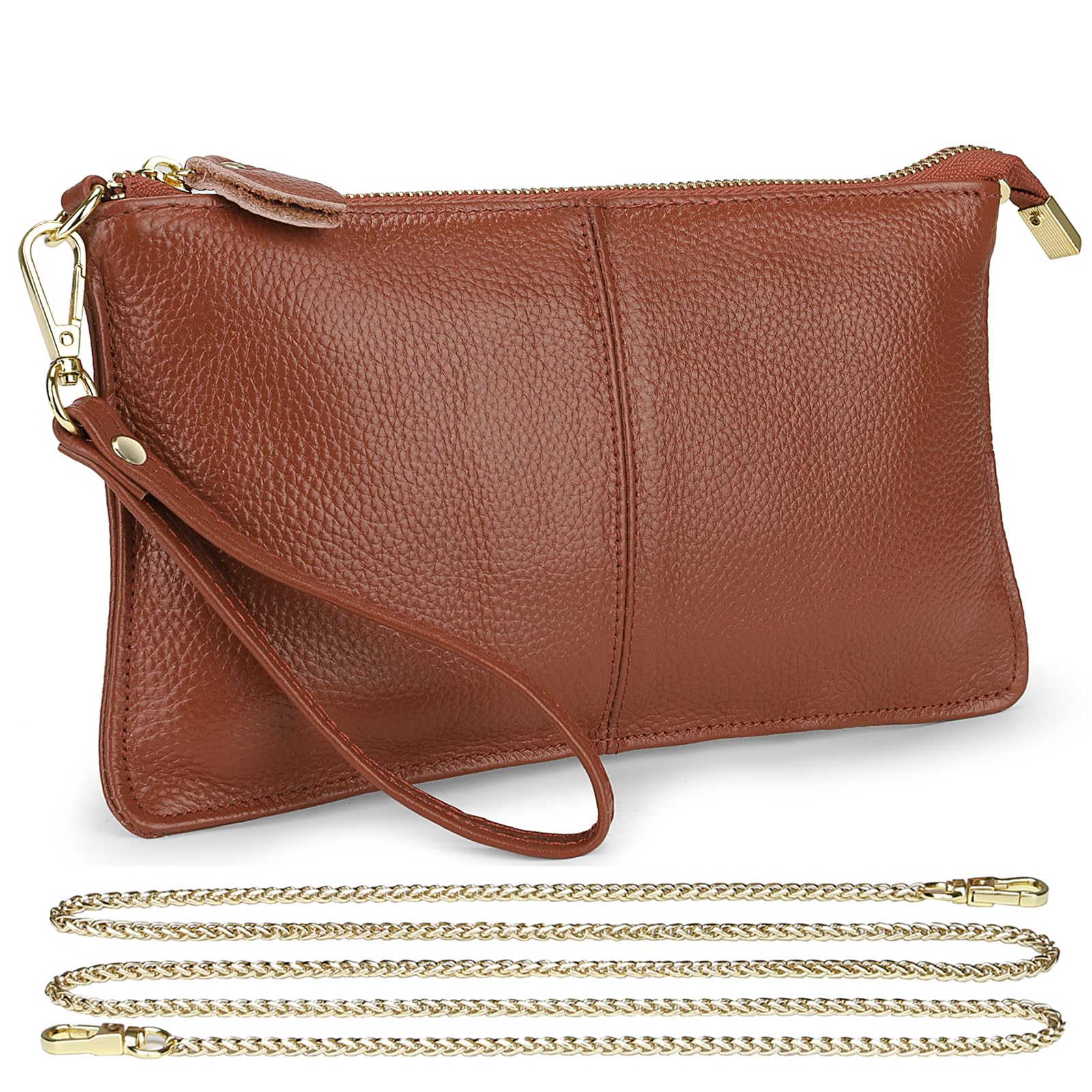 Uromee Genuine Leather Wristlet Wallet Clutch Purses with Detachable Chain
