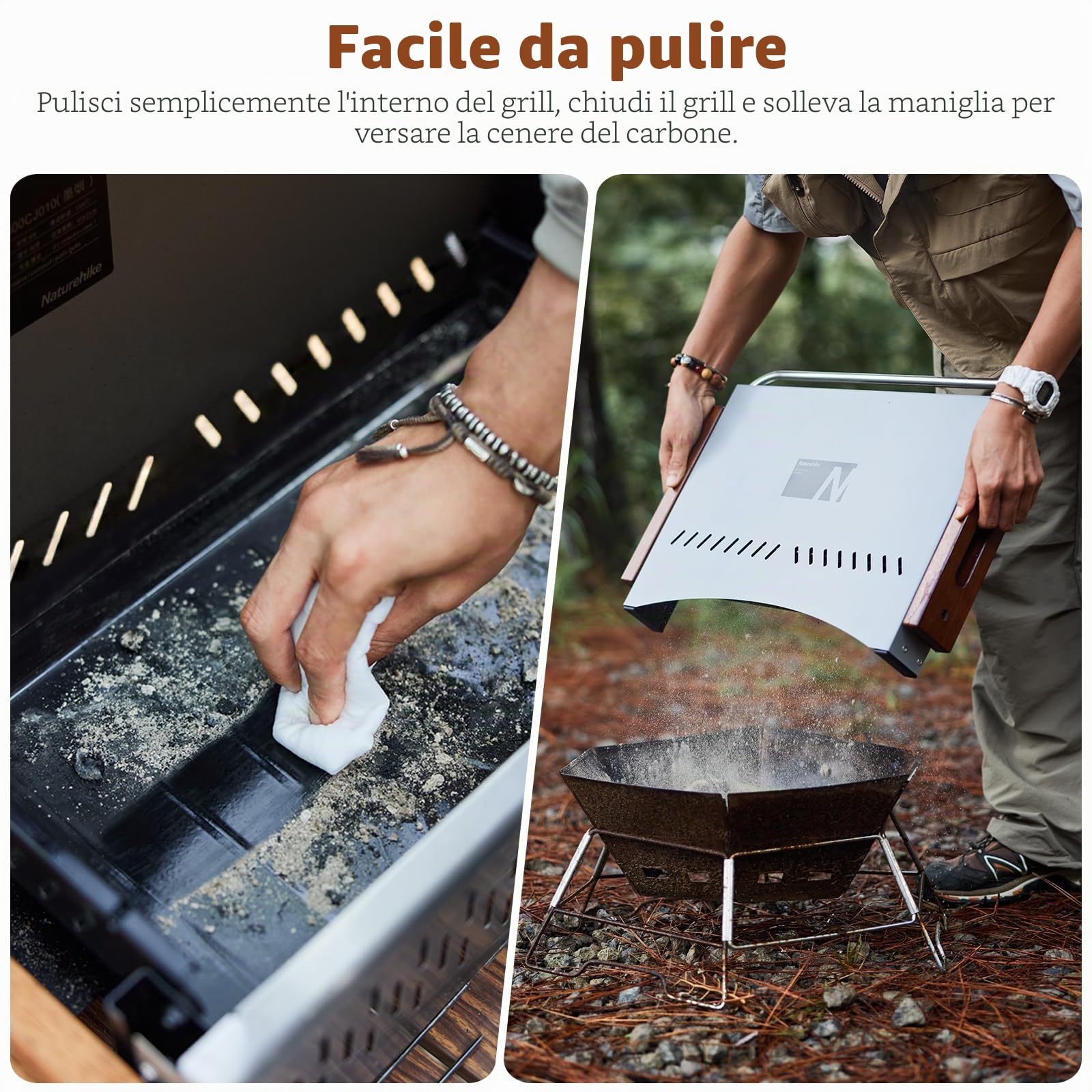 Naturehike Barbecue a carbonella, Pieghevole, 50,2 x 32,8 x 33,5 cm, Portatile, da Campeggio, da Esterno, Colore: Nero