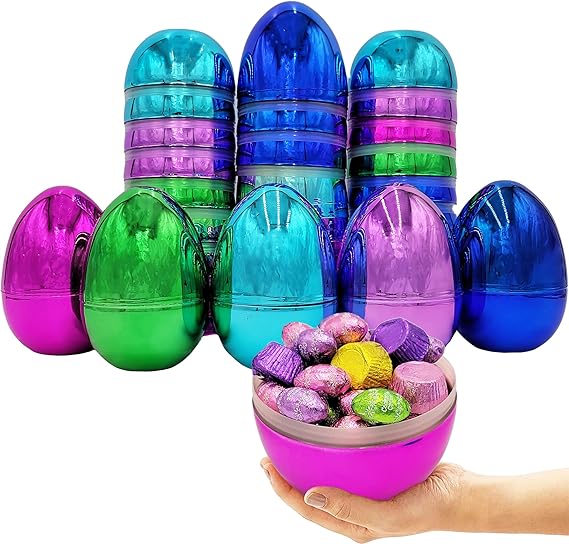 Jumbo Metallic Fillable Easter Eggs Colorful Plastic Jumbo Easter Eggs