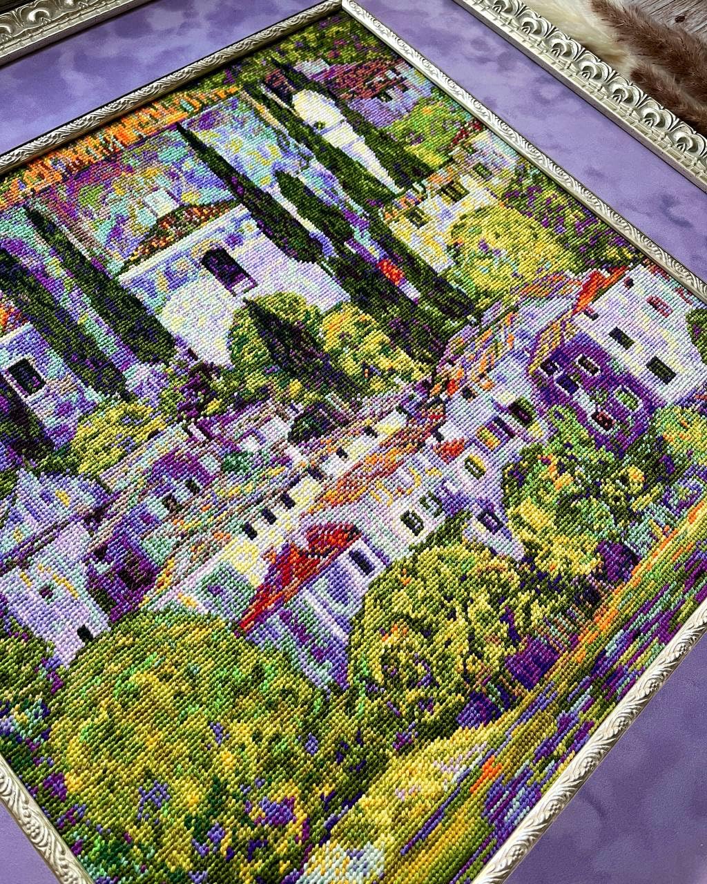 RIOLIS Paesaggio con Cipressi da un Dipinto di G. Klimt 2338 Kit Punto Croce Contato, 40 x 40 cm Kit da Ricamo per Adulti, Kit di Ricamo Creativo per Principianti ed Esperti