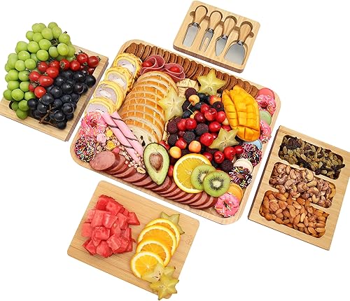 Miniatura 9 de Juego de tablas de queso premium con cuchillos, pizarras y tazones de acero inoxidable, regalo de inauguración de la casa, regalo de boda para