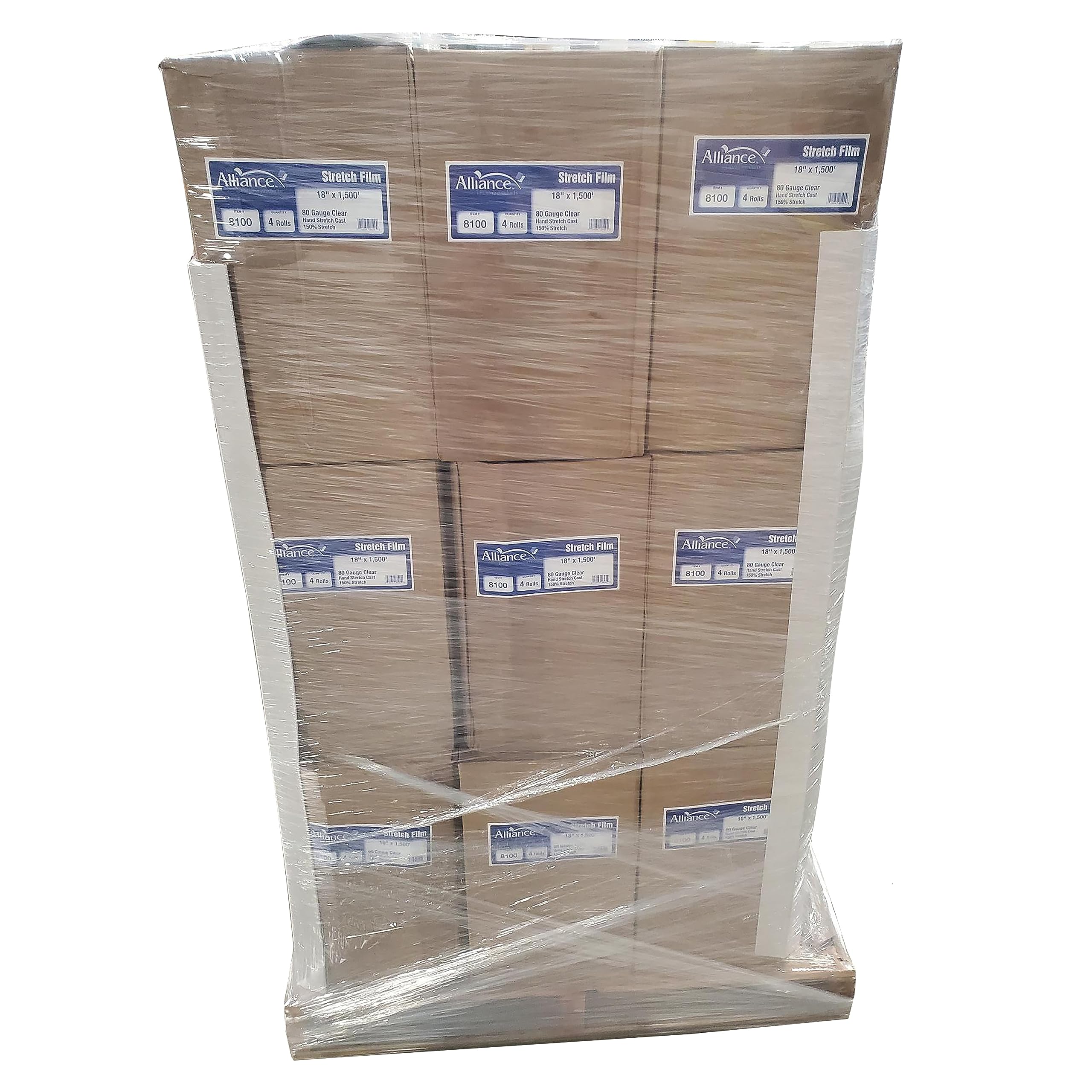 Alliance Stretch Film Machine Bundling - Clear, 18" x 1500ft, 80 Gauge, 36 Roll Pallet, Industrial Heavy Duty Shrink Wrap for Packing, Shipping,