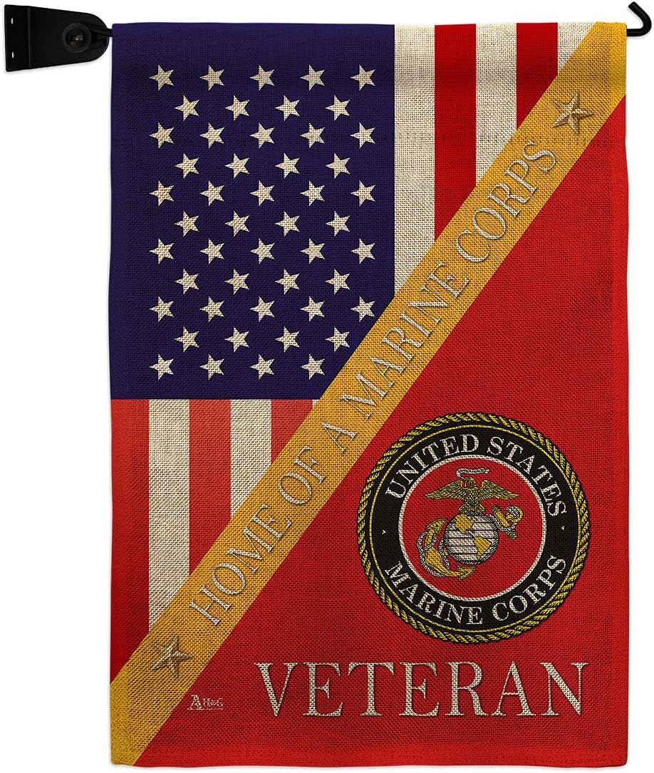 Marine Corps Home of Garden Flag Armed Forces USMC Semper Fi United State American Military Veteran Retire Official Small Decorative Gift Yard House Banner Double-Sided Made In USA 13 X 18.5