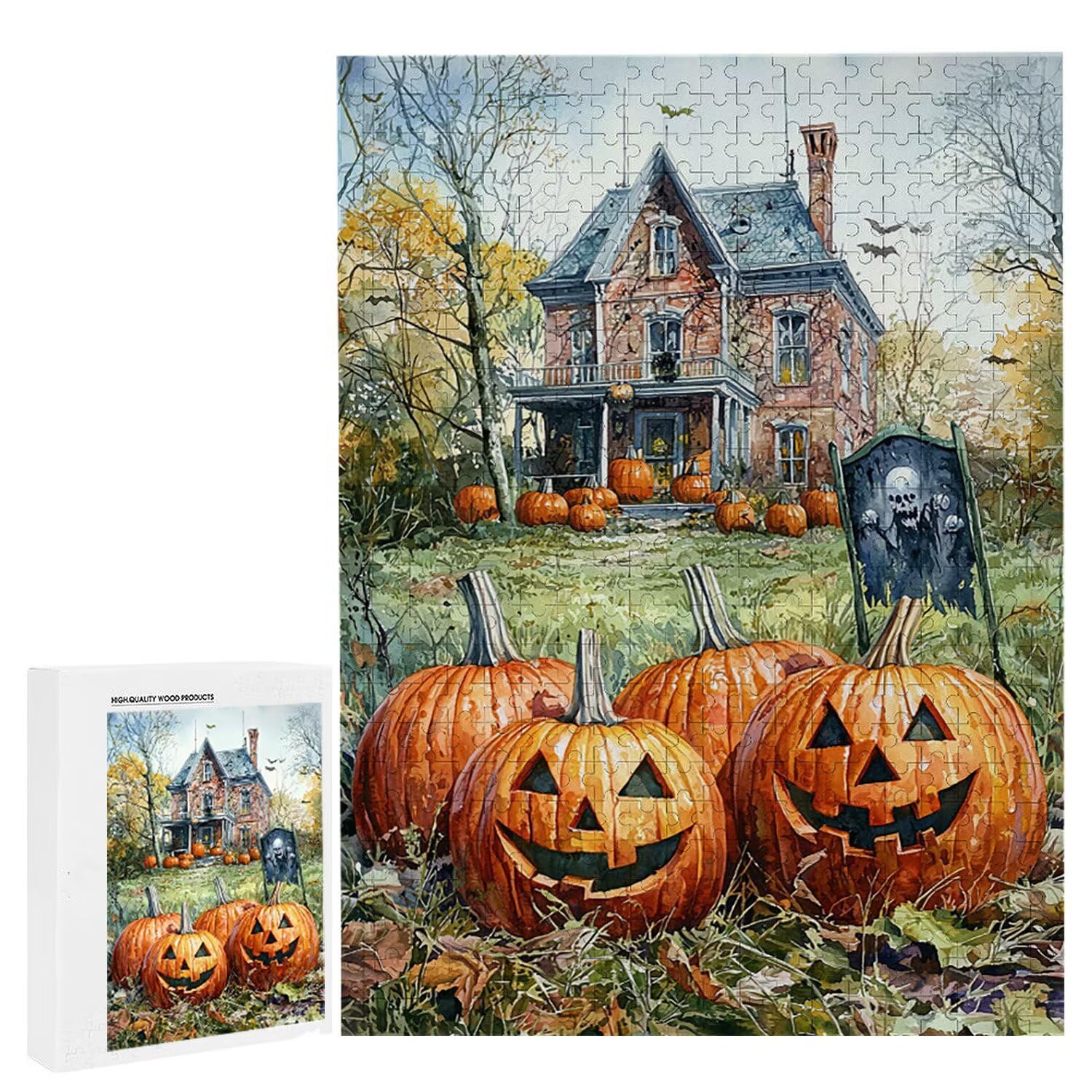 1500 sztuk puzzli, Halloween dynia 1500 sztuk puzzli dla dorosłych, prezent rocznicowy, prezent świąteczny, dekoracja domu, zapobieganie degeneracji mózgu u osób starszych v-823