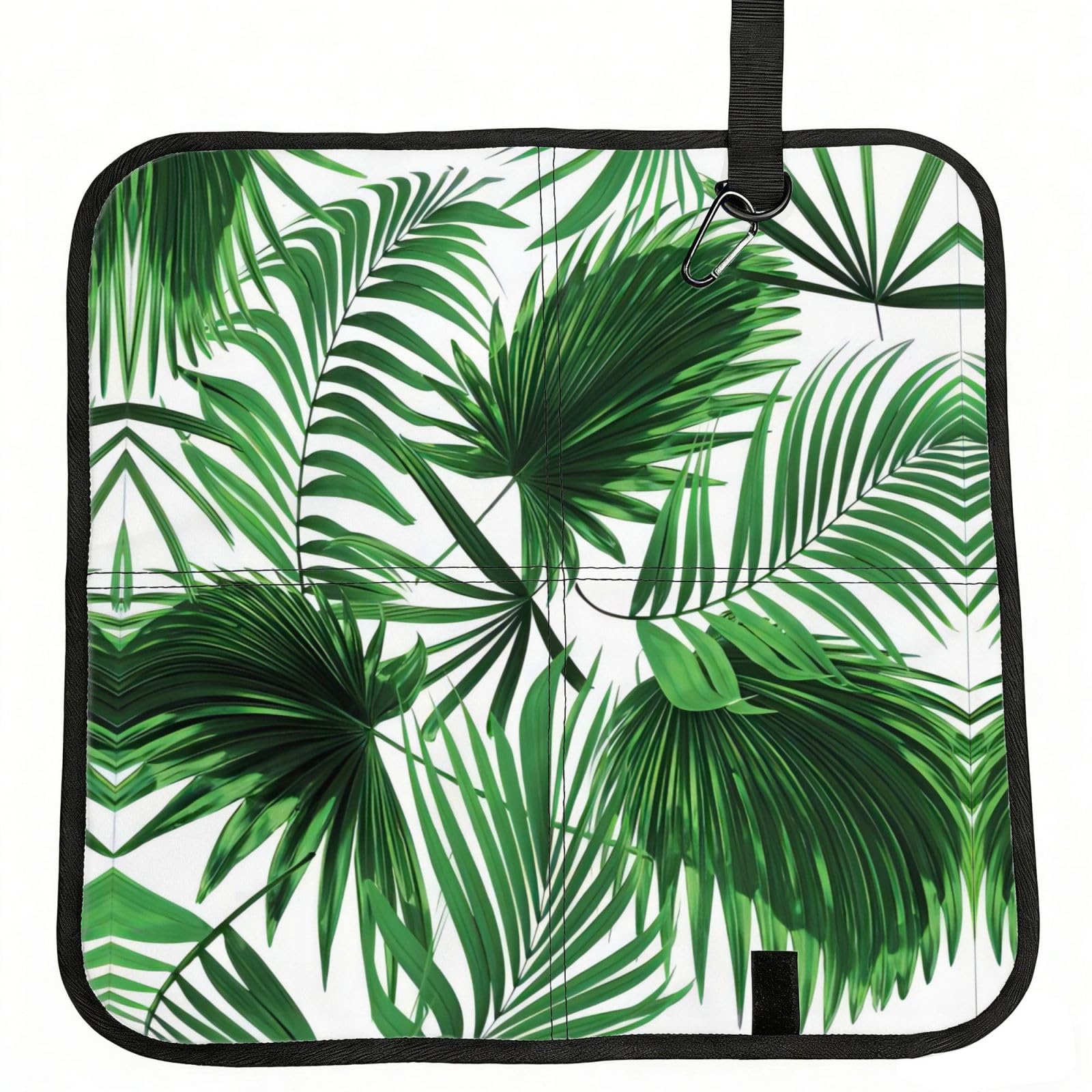 WBQLSL Palm Leaf Foldable Seat Cushion - Portable Stadium Pad with Carabiner for Camping Hiking Picnic Beach