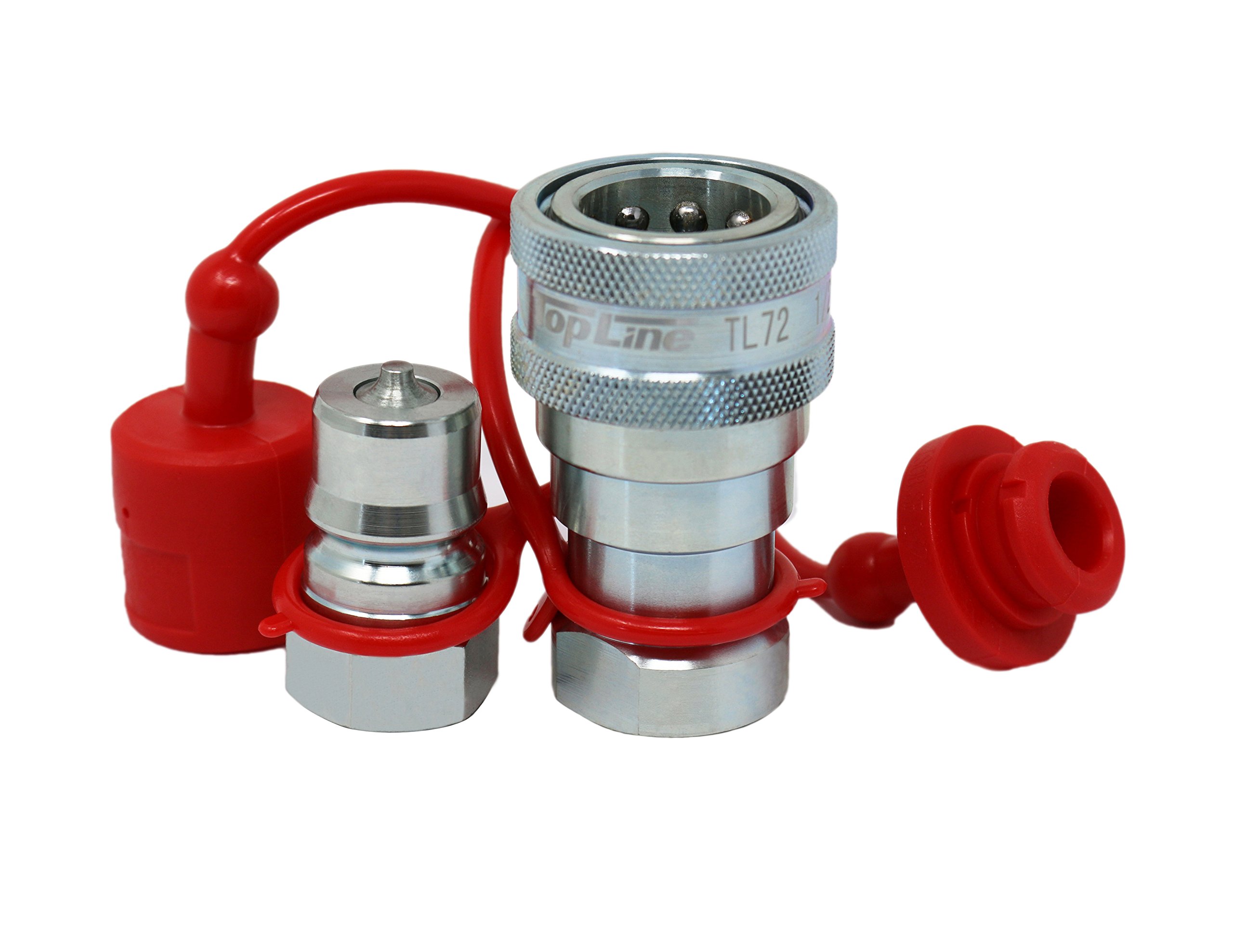 TL72 1/2" NPT Thread Hydraulic Coupler Set ISO 7241-B 1/2 Body Poppet Bobcat Skid Steer Coupling with Dust Caps