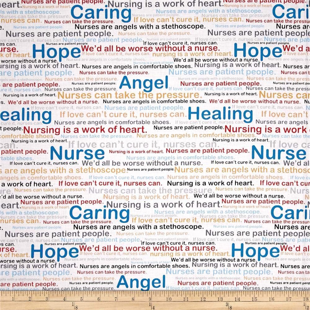 WINDHAM FABRICS Quilt "Calling All Nurses Words" Quilt Fabric, Multicolor