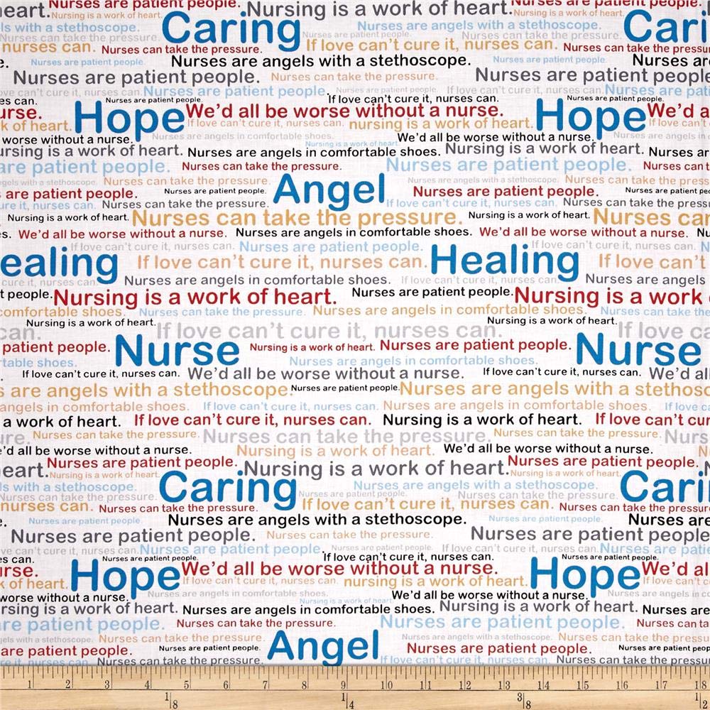 WINDHAM FABRICS Quilt "Calling All Nurses Words" Quilt Fabric, Multicolor