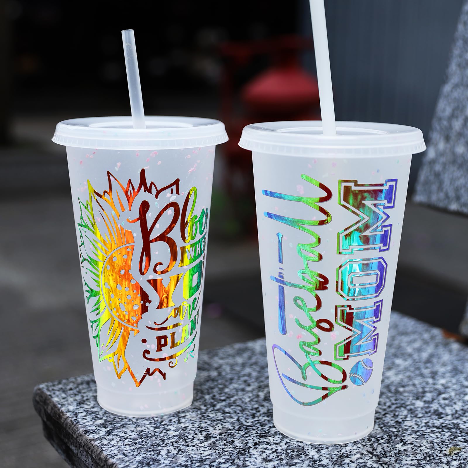 GIRAFVYINL Rouleau De Vinyle Adhésif Permanent Opla Holographique Jaune Et Rose 30,5 Cm X 3 M Pour Cricut, Bricolage, Décoration De Maison Et De Voiture, Gobelet