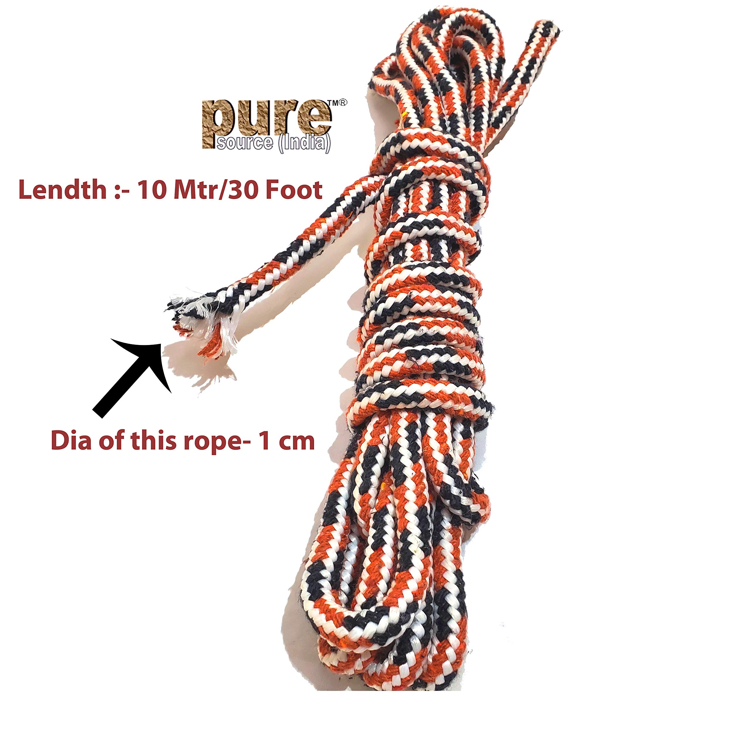 Pure Source India Cloth Line for Drying, Nylon Braided Cotton Rope, 10 Mtr (Multicolour) 1