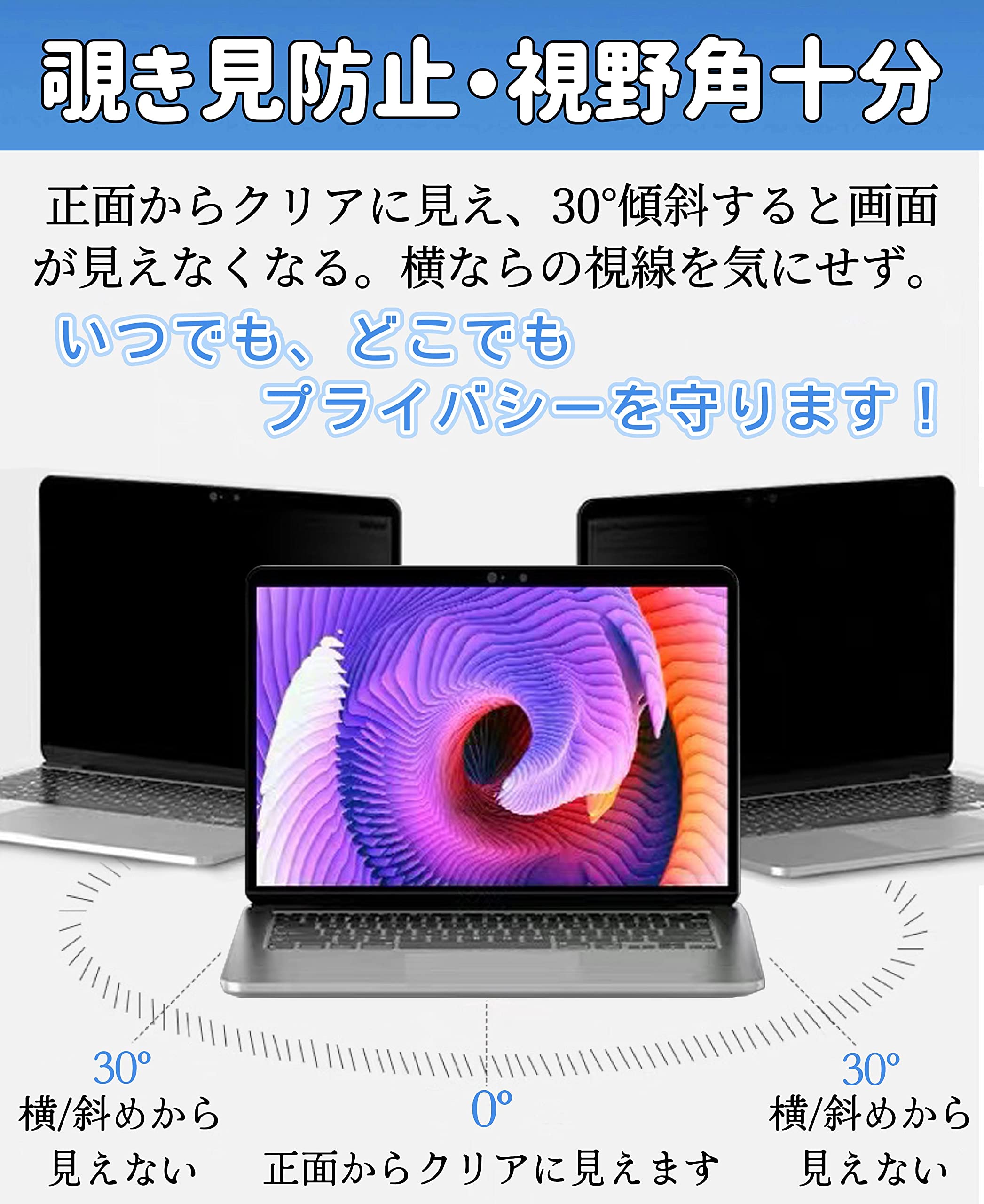 Amazon | 12.4インチ(3:2)マグネット式 プライバシーフィルター 覗き見