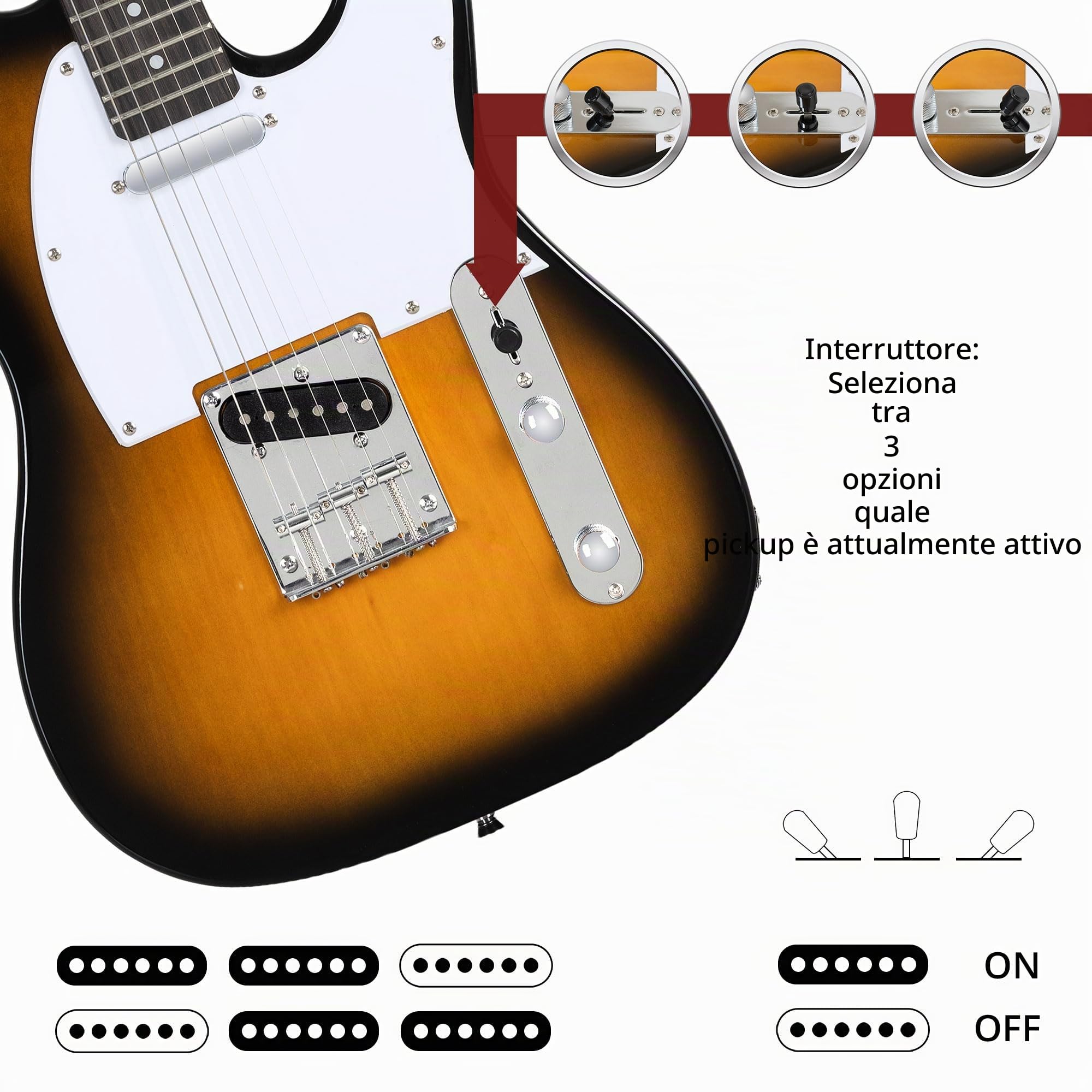 Rocktile Pro TL100-SB Chitarra Elettrica 2-Tone Sunburst