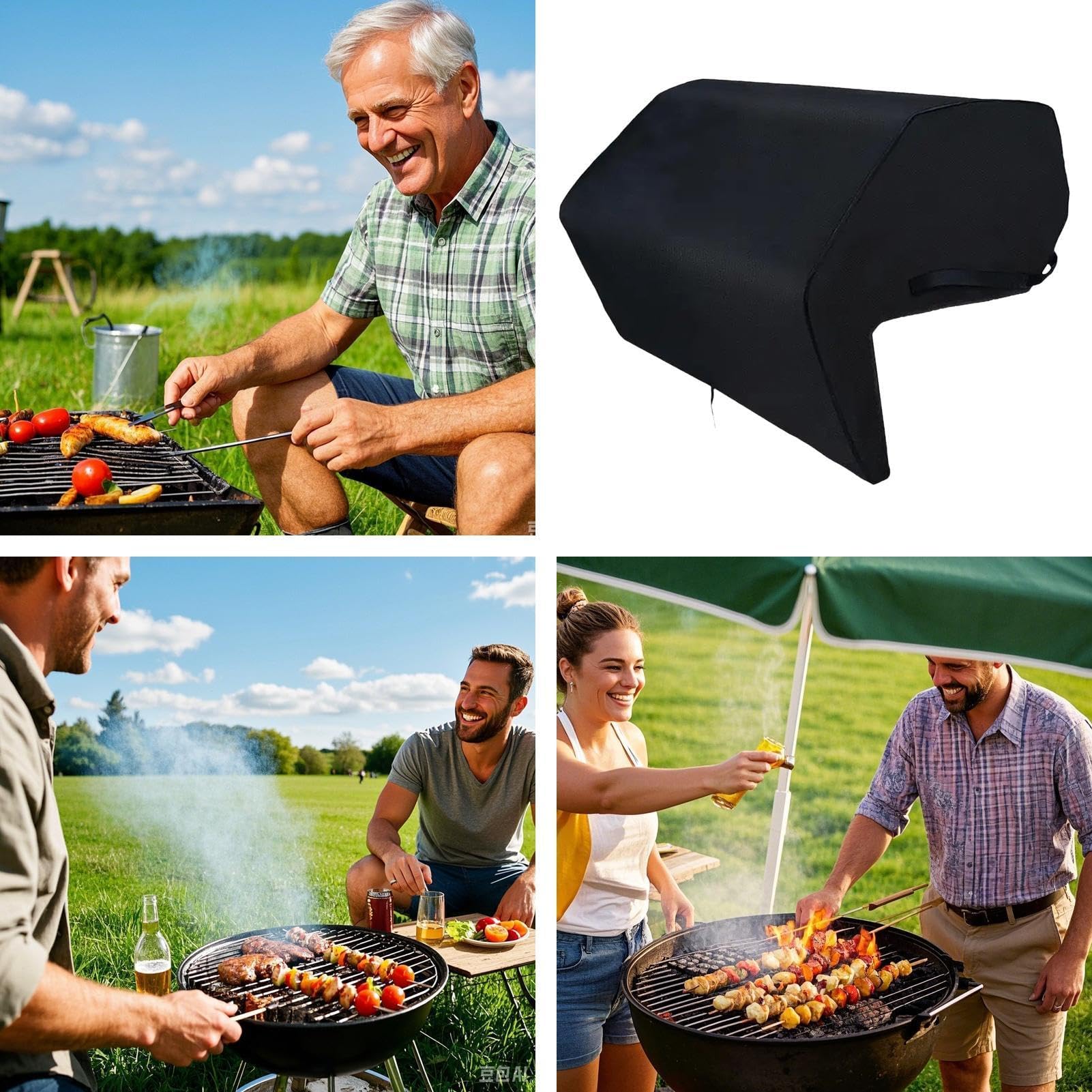 Copertura impermeabile per barbecue, protezione antivento integrata per bruciatori per campeggio, picnic e barbecue all'aperto, accessorio durevole per tutte le condizioni atmosferiche
