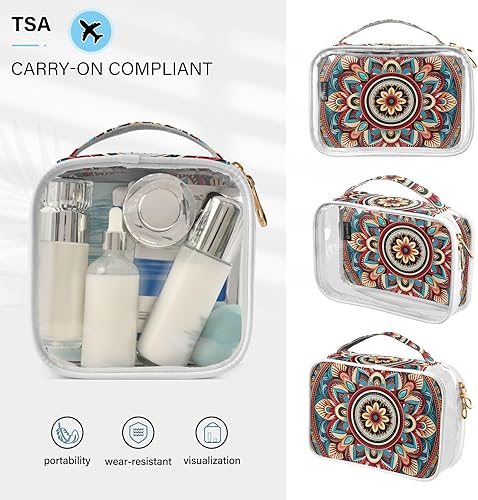Miniatura 5 de Exotic Mandala Boho Clear Toiletry Bag for Traveling,2 Pack Makeup Cosmetic Bag with Zipper,Travel Bag for Toiletries,Travel Essentials 21215083