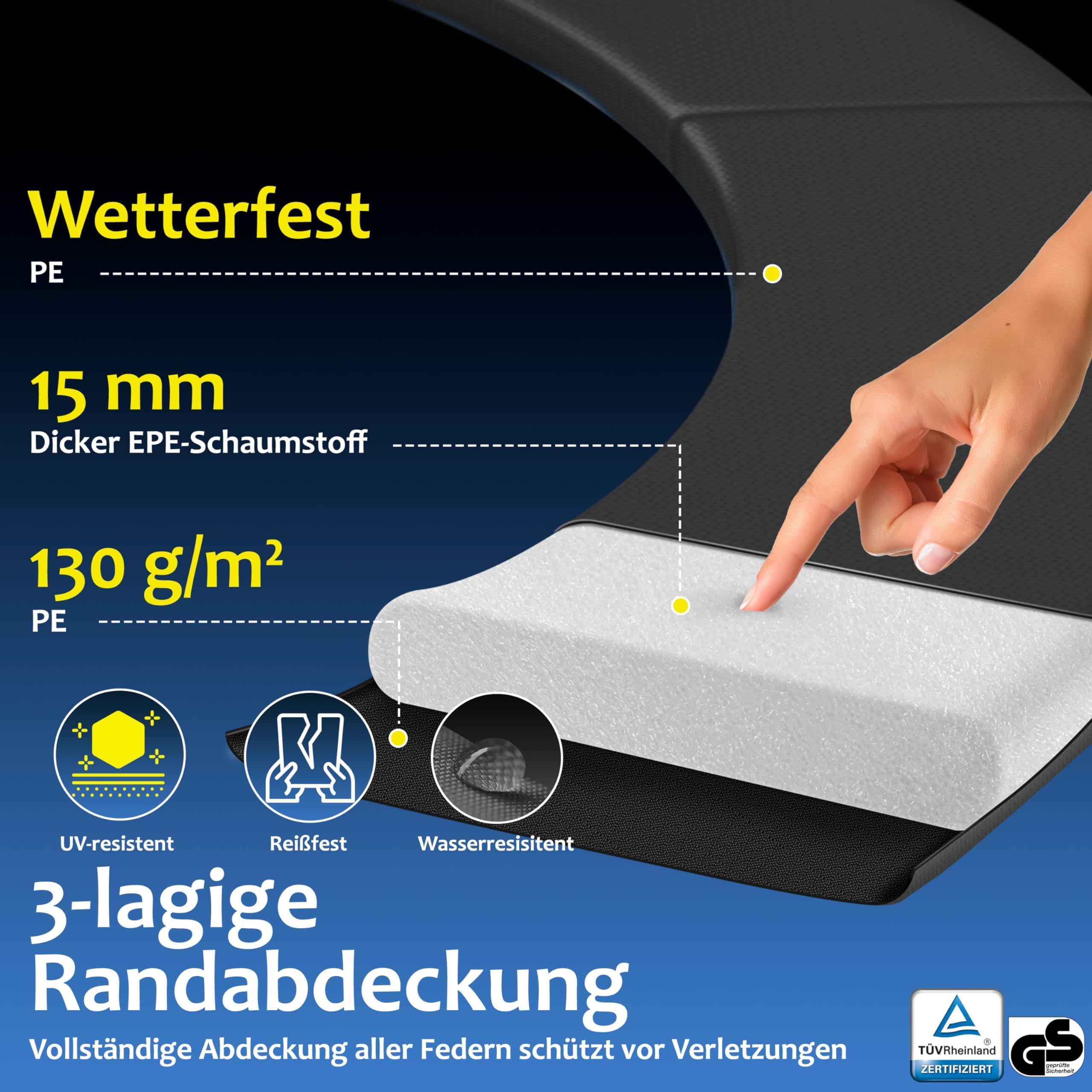 KESSER® Rete di Sicurezza Sostitutiva per Trampolino Rete per Trampolino Resistente ai Raggi UV Protezione per Trampolino Ø 244 305 366 427 cm | Porta d'ingresso con Zip