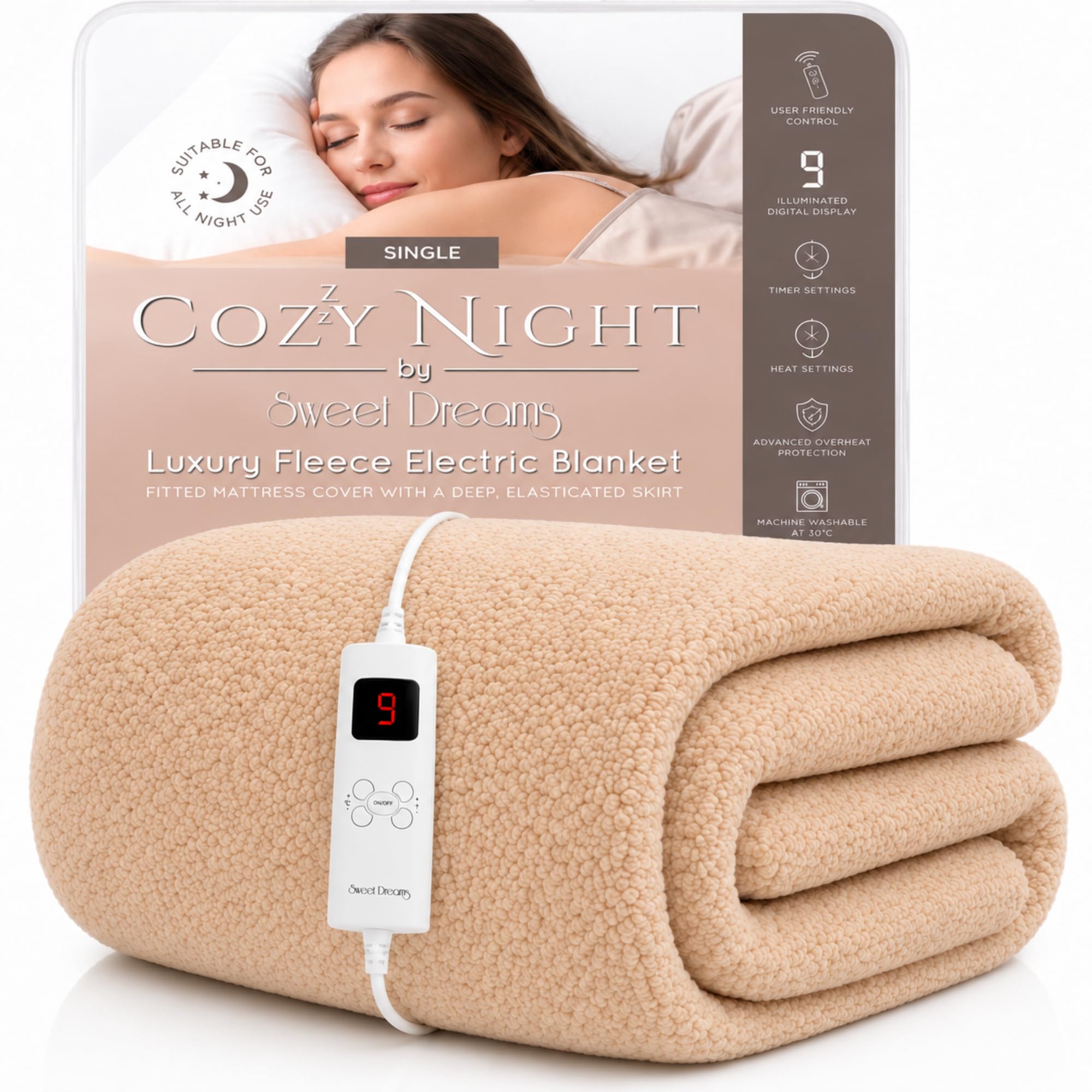 Sweet Dreams (Single ) Cozy Night Luxury Wool Electric Blanket With Timer
