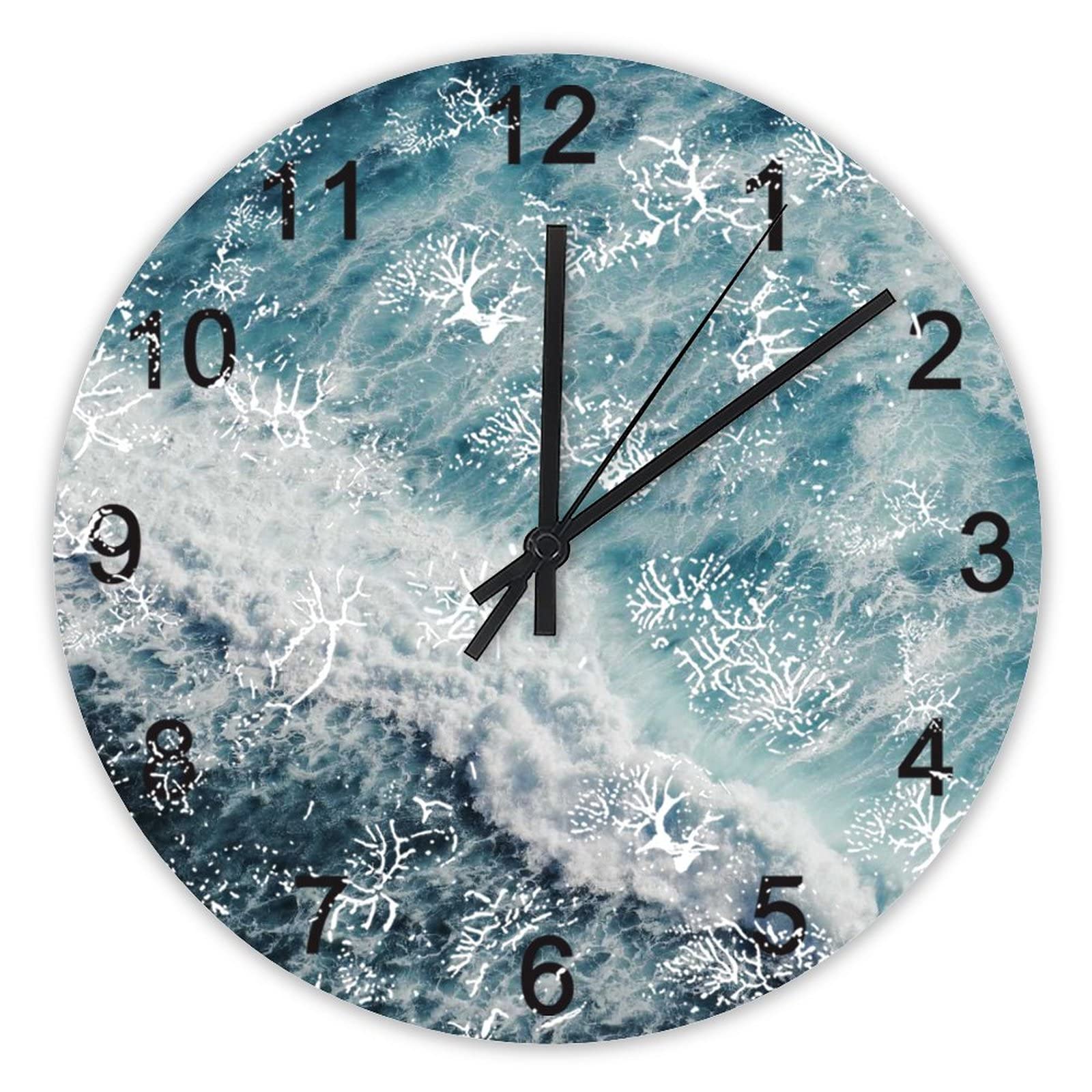 Horloge murale vagues blanches relief moderne décoration maison épurée