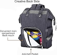 Vista 2 de RAJRANG Mini bolsa de pañales para bebé para mujer, mochila para pañales, organizador de viaje, pequeña, ligera, gris carbón, 18 x 15 x 7 pulgadas