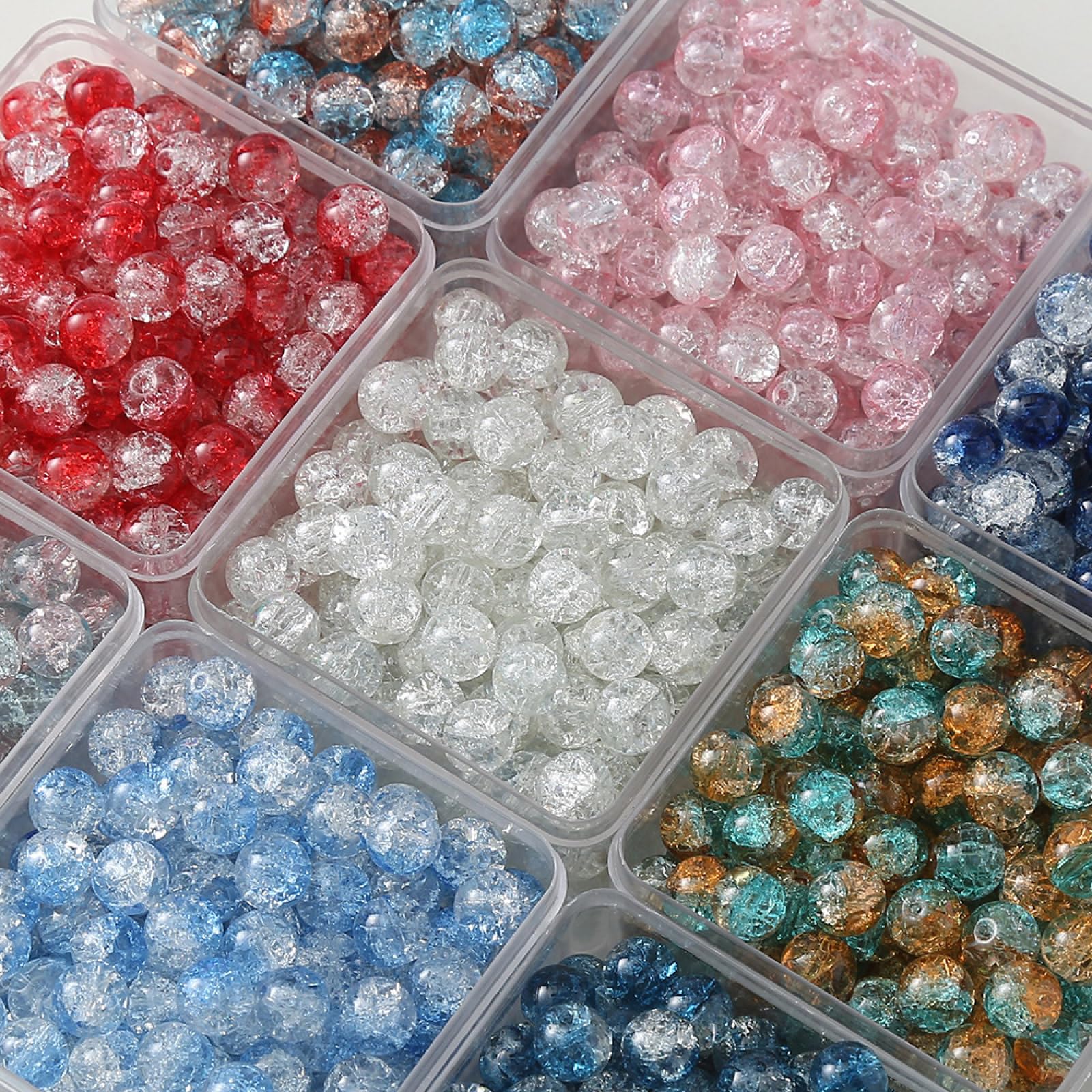 Perles en vrac 500 pièces de perles rondes colorées en verre craquelé au chalumeau