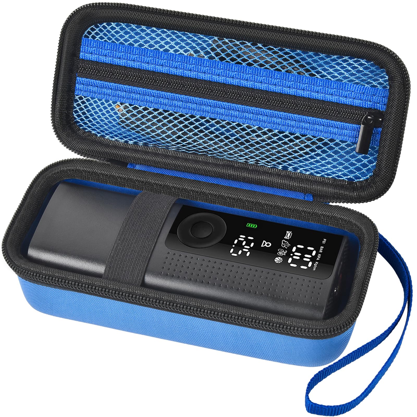 Case Compatible with Portable Air Pump, 120 PSI Air Compressor, Car Tire Inflator Storage Bag for USB Cable, Air House, Connector and Accessories (Box Only) (Blue)