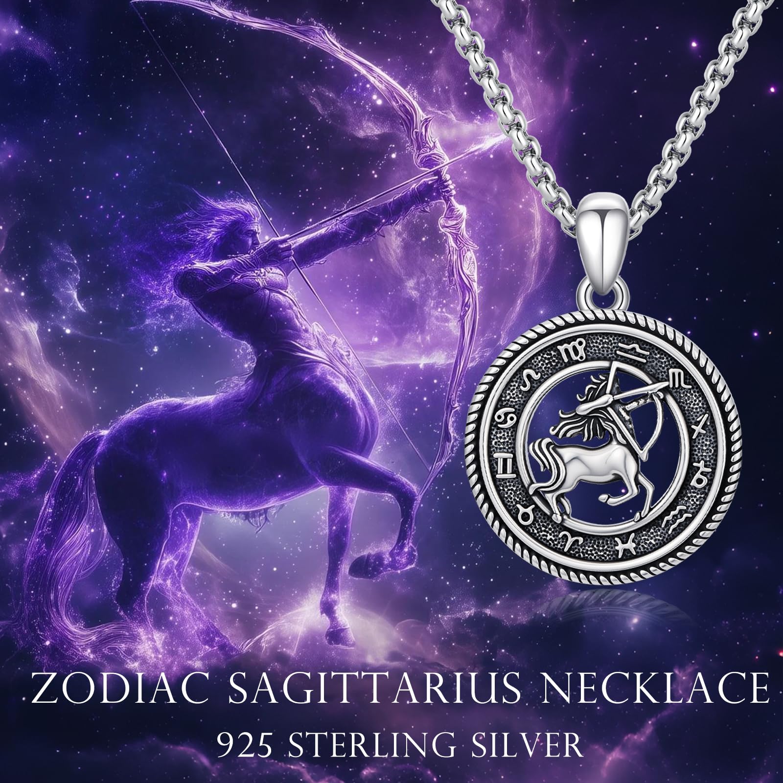 12 Sternzeichen Anhänger Halskette 925 Sterling Silber Oxidiert/Gold Anhänger Sternzeichen Kette Astrologie Schmuck Geburtstag Geschenke für Männer Frauen, mit Edelstahlkette
