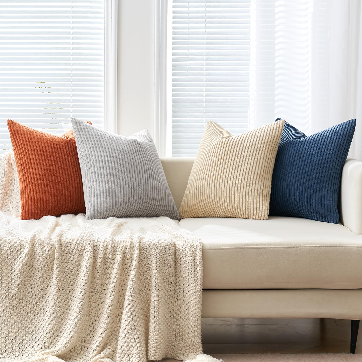 ANRODUO Boho Corduroy Throw Pillow Covers - Set Of 2, 18x18 Inches, Decorative For Couch & Bed - View #10