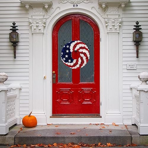 Miniatura 2 de Corona del 4 de julio para puerta delantera, decoraciones del 4 de julio para el hogar, coronas patrióticas de la bandera estadounidense para el Día