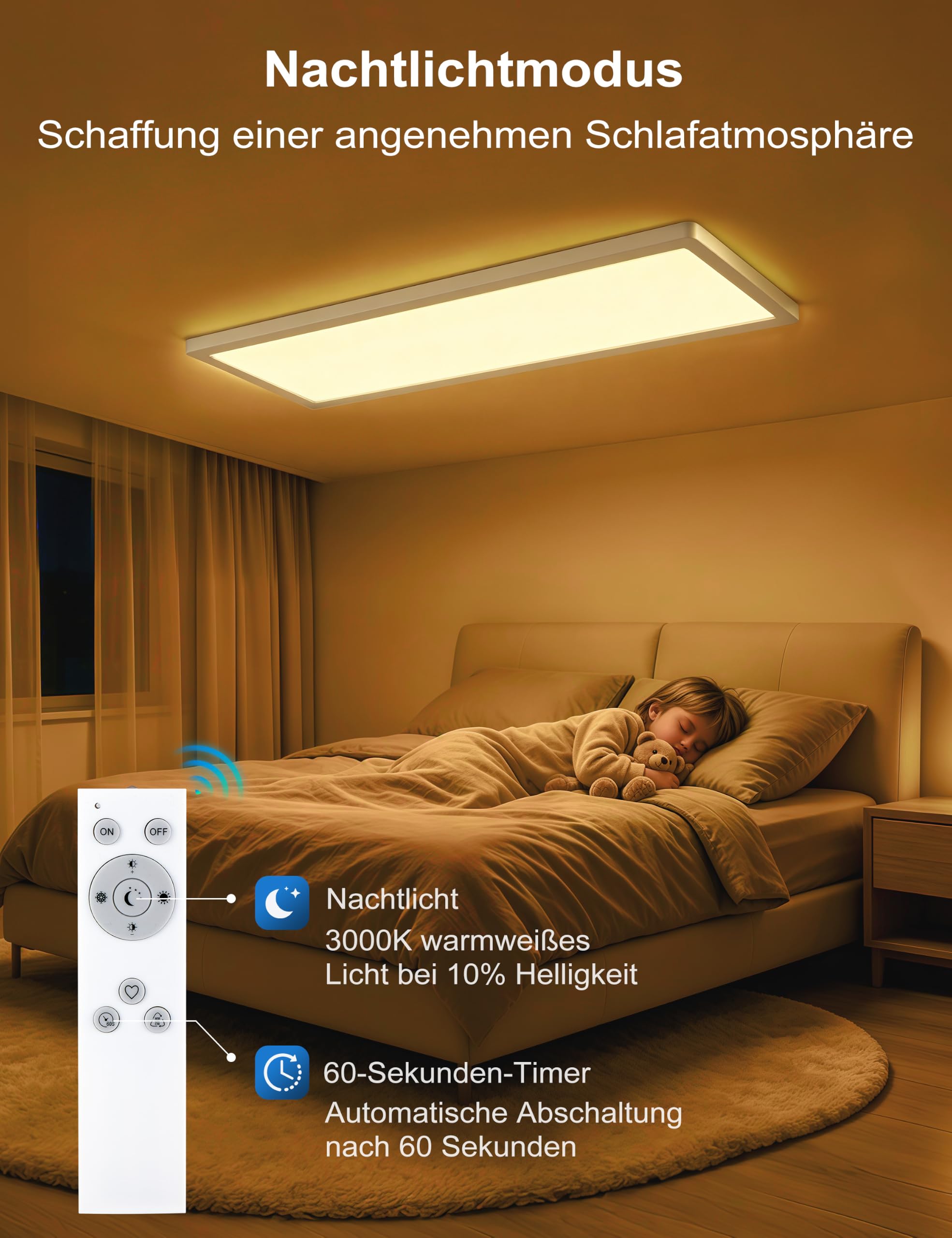 14W LED Deckenleuchte Dimmbar 3000K-6500K Rechteckig Deckenlampe